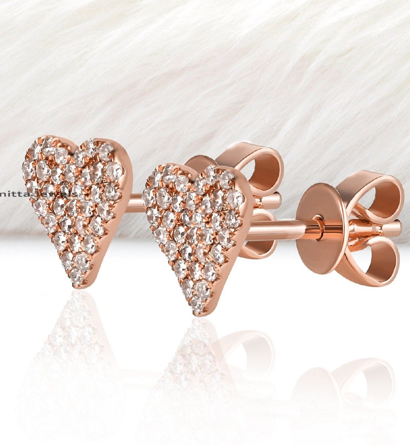 Tiny Diamond Heart Stud Earrings: 925 Silver, 8mm - View 5 - Anitta Jewels | SKU: etsy_1206108393 Tiny Diamond Heart Stud Earrings: 925 Silver, 8mm - View 5 - Anitta Jewels | SKU: etsy_1206108393