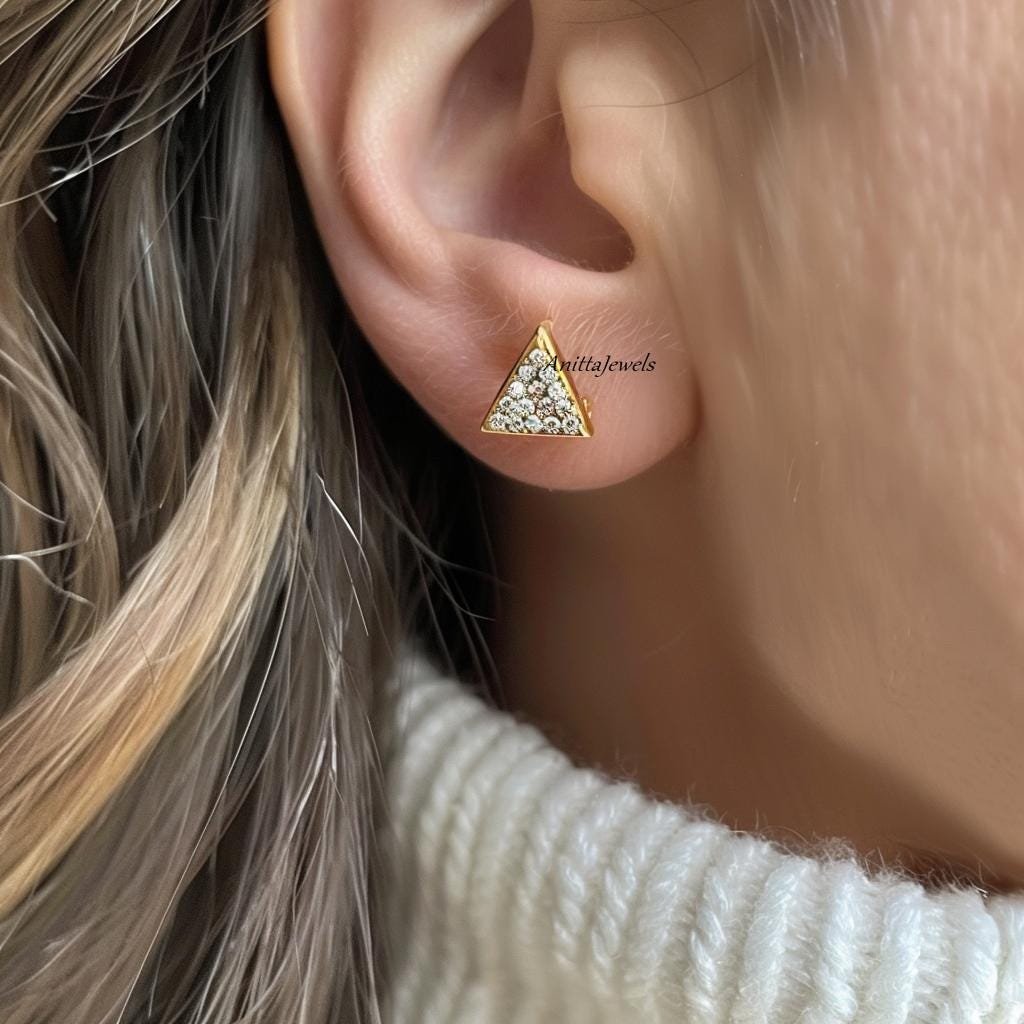 Triangle Zirconia Stud Earrings: 925 Sterling Silver - Anitta Jewels | SKU: etsy_1754681334 Triangle Zirconia Stud Earrings: 925 Sterling Silver - Anitta Jewels | SKU: etsy_1754681334