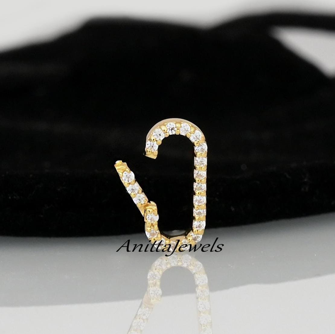Turquoise 14K Gold Charm Enhancer: Handmade Oval Link Lock - View 2 - Anitta Jewels | SKU: etsy_1690833816 Turquoise 14K Gold Charm Enhancer: Handmade Oval Link Lock - View 2 - Anitta Jewels | SKU: etsy_1690833816