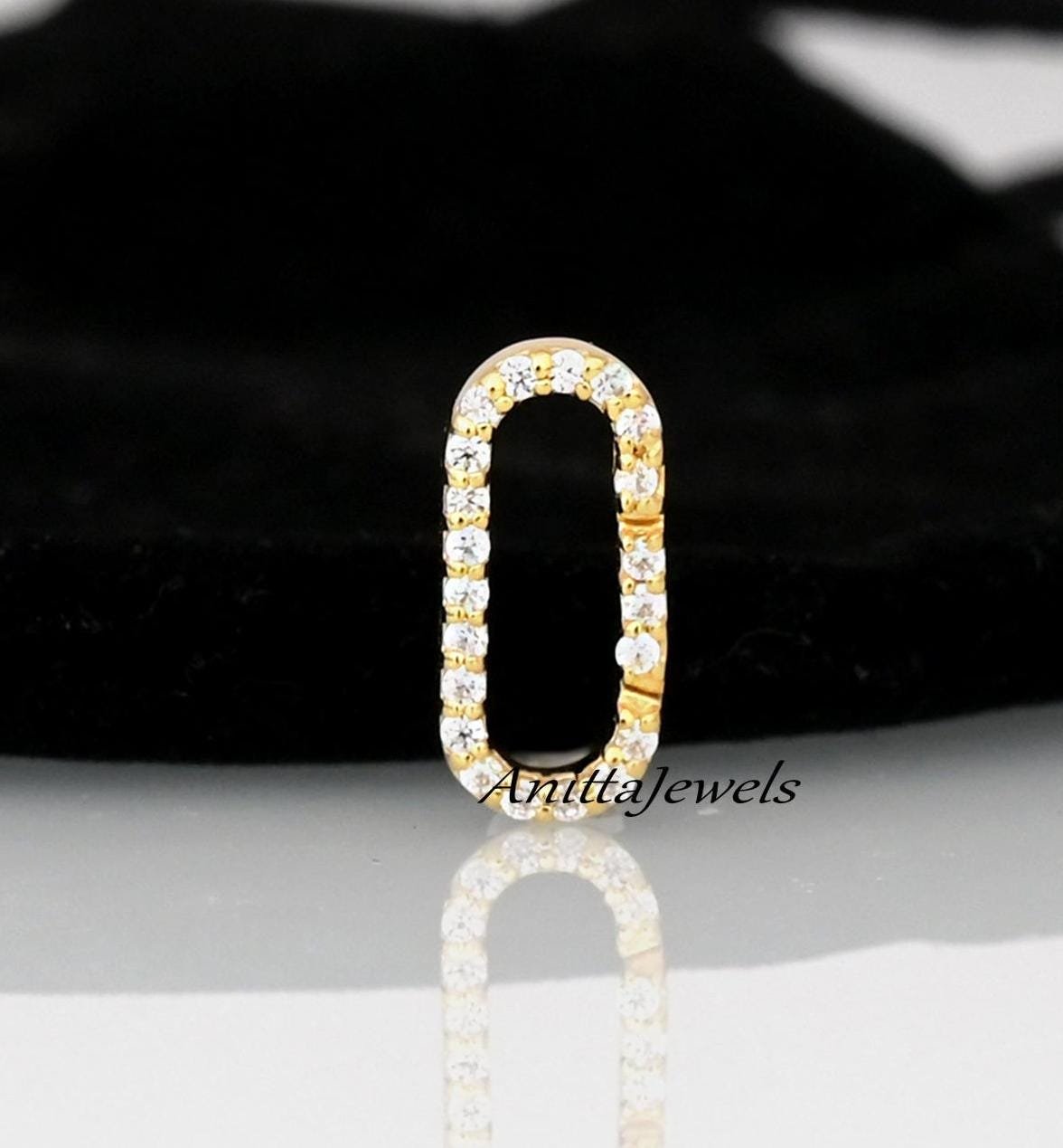 Turquoise 14K Gold Charm Enhancer: Handmade Oval Link Lock - View 5 - Anitta Jewels | SKU: etsy_1690833816 Turquoise 14K Gold Charm Enhancer: Handmade Oval Link Lock - View 5 - Anitta Jewels | SKU: etsy_1690833816