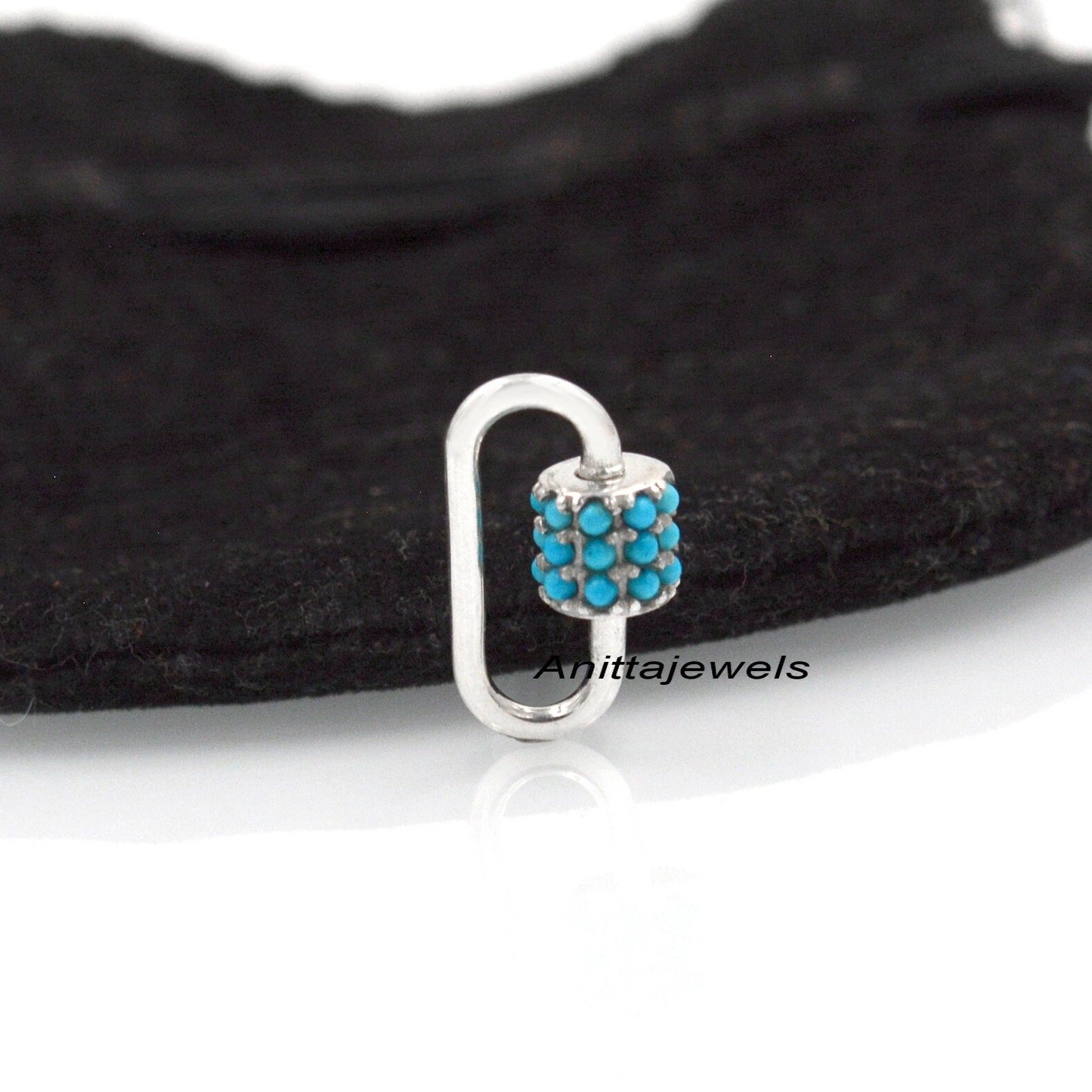Turquoise 925 Sterling Silver Carabiner Lock: Handmade Jewelry (20*9MM) - Anitta Jewels | SKU: etsy_1049372549 Turquoise 925 Sterling Silver Carabiner Lock: Handmade Jewelry (20*9MM) - Anitta Jewels | SKU: etsy_1049372549