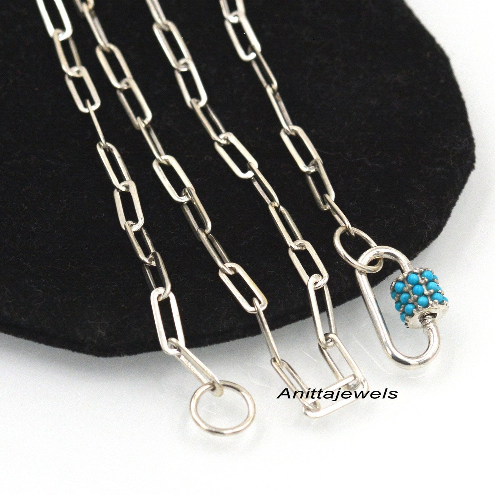 Turquoise 925 Sterling Silver Carabiner Lock: Handmade Jewelry (20*9MM) - View 2 - Anitta Jewels | SKU: etsy_1049372549 Turquoise 925 Sterling Silver Carabiner Lock: Handmade Jewelry (20*9MM) - View 2 - Anitta Jewels | SKU: etsy_1049372549