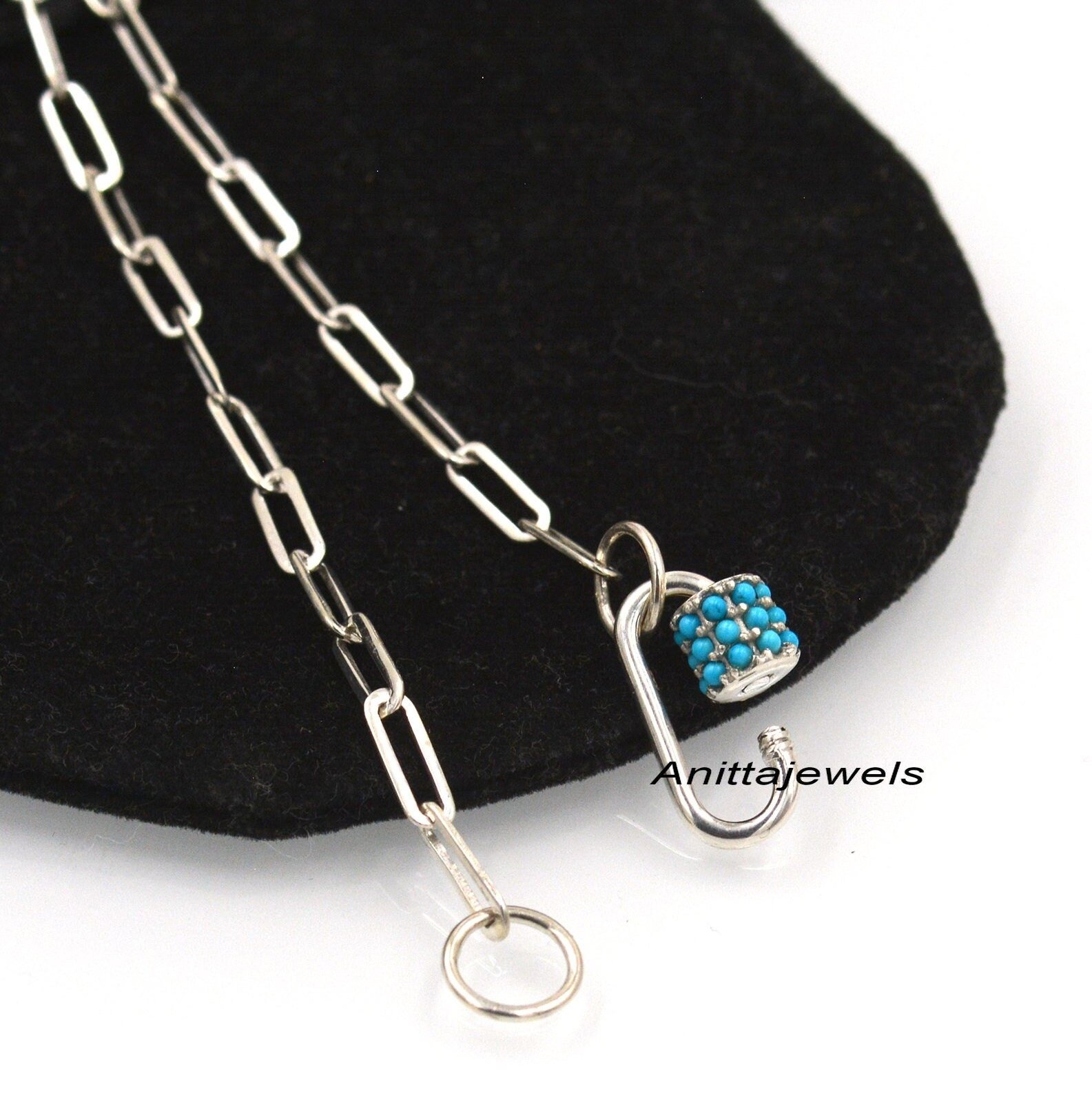 Turquoise 925 Sterling Silver Carabiner Lock: Handmade Jewelry (20*9MM) - View 4 - Anitta Jewels | SKU: etsy_1049372549 Turquoise 925 Sterling Silver Carabiner Lock: Handmade Jewelry (20*9MM) - View 4 - Anitta Jewels | SKU: etsy_1049372549