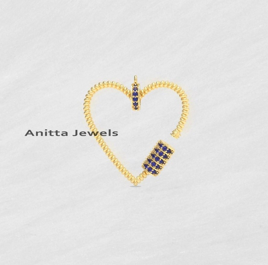 Turquoise Heart Carabiner: 925 Silver 14k Plated Lock (30 MM) - View 5 - Anitta Jewels | SKU: etsy_1094999047 Turquoise Heart Carabiner: 925 Silver 14k Plated Lock (30 MM) - View 5 - Anitta Jewels | SKU: etsy_1094999047