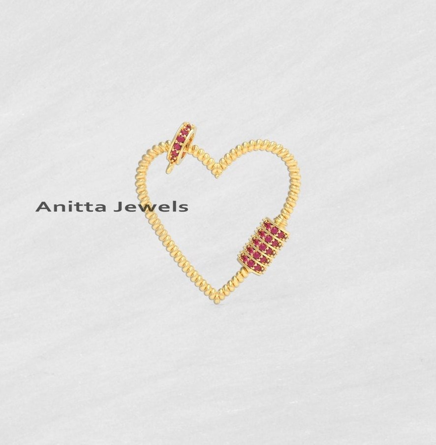 Turquoise Heart Carabiner: 925 Silver 14k Plated Lock (30 MM) - View 7 - Anitta Jewels | SKU: etsy_1094999047 Turquoise Heart Carabiner: 925 Silver 14k Plated Lock (30 MM) - View 7 - Anitta Jewels | SKU: etsy_1094999047