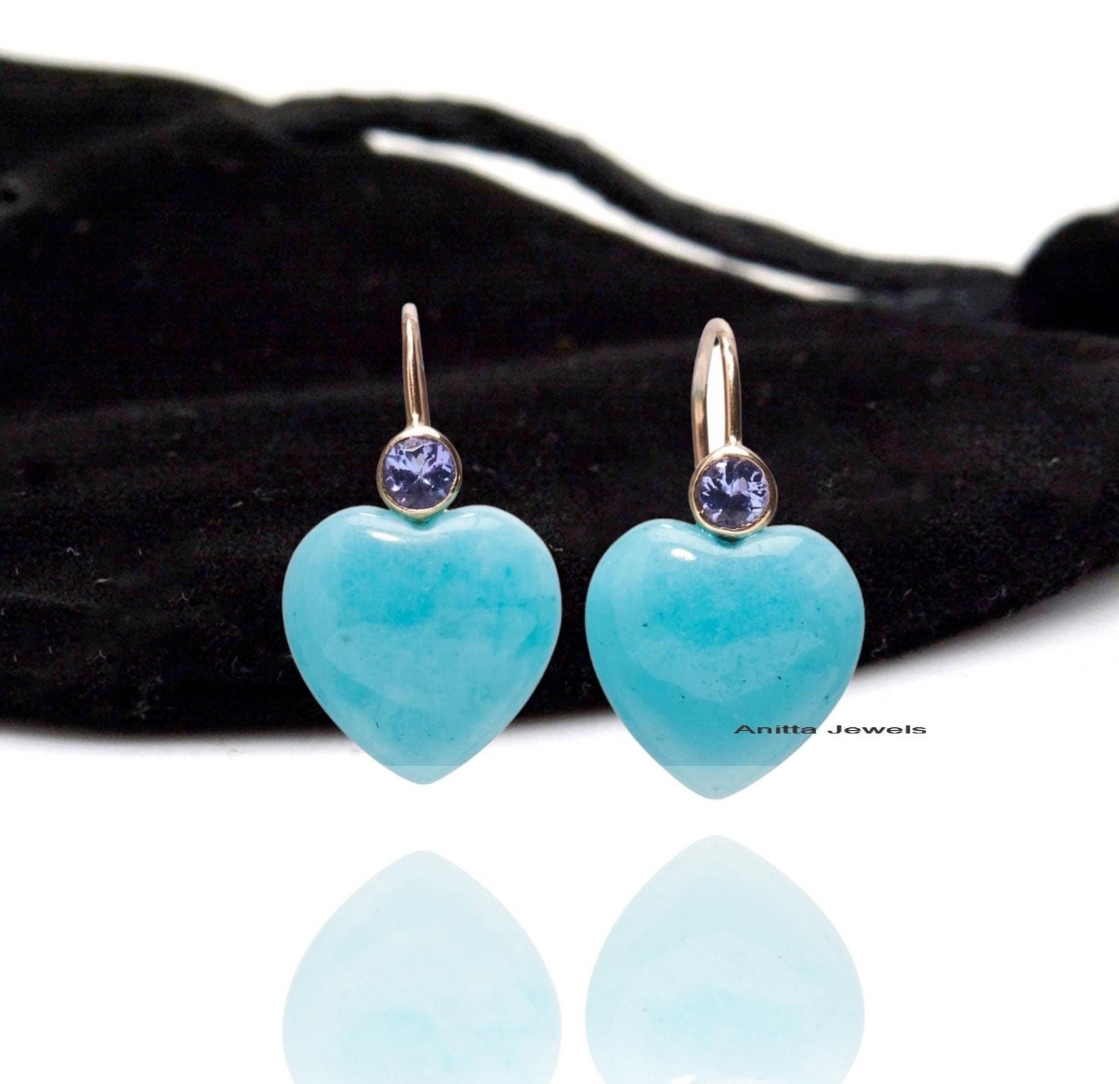 Turquoise Heart Dangle Earrings: 14k Gold Vermeil, Sterling Silver Hooks - Anitta Jewels | SKU: etsy_1491306224 Turquoise Heart Dangle Earrings: 14k Gold Vermeil, Sterling Silver Hooks - Anitta Jewels | SKU: etsy_1491306224