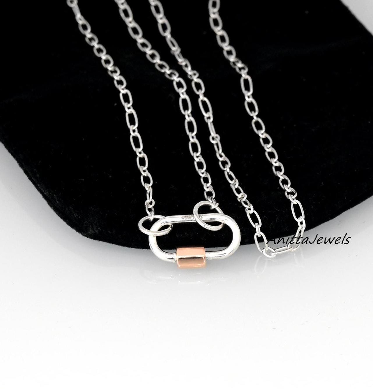 Two-Tone 925 Silver & 14k Gold Carabiner Lock - Anitta Jewels | SKU: etsy_1034979773 Two-Tone 925 Silver & 14k Gold Carabiner Lock - Anitta Jewels | SKU: etsy_1034979773