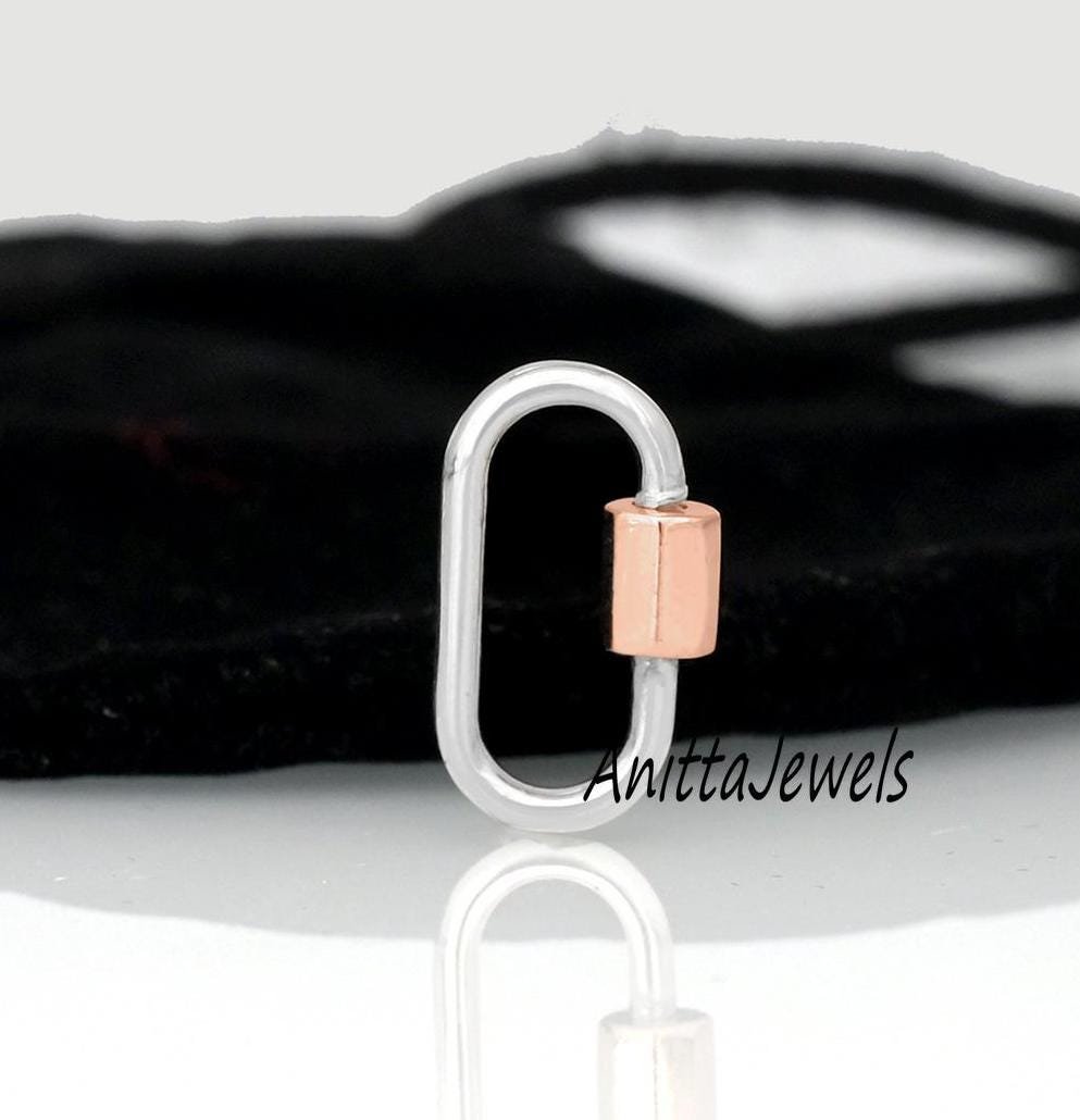 Two-Tone 925 Silver & 14k Gold Carabiner Lock - View 5 - Anitta Jewels | SKU: etsy_1034979773 Two-Tone 925 Silver & 14k Gold Carabiner Lock - View 5 - Anitta Jewels | SKU: etsy_1034979773