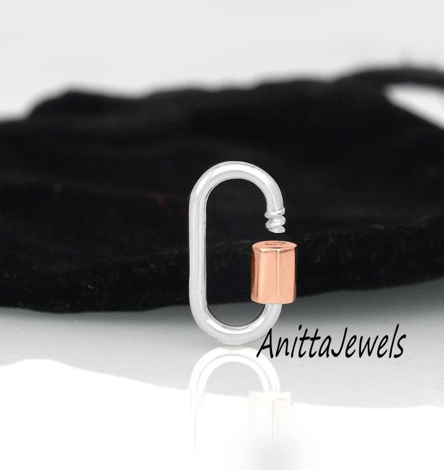 Two-Tone 925 Silver & 14k Gold Carabiner Lock - View 6 - Anitta Jewels | SKU: etsy_1034979773 Two-Tone 925 Silver & 14k Gold Carabiner Lock - View 6 - Anitta Jewels | SKU: etsy_1034979773