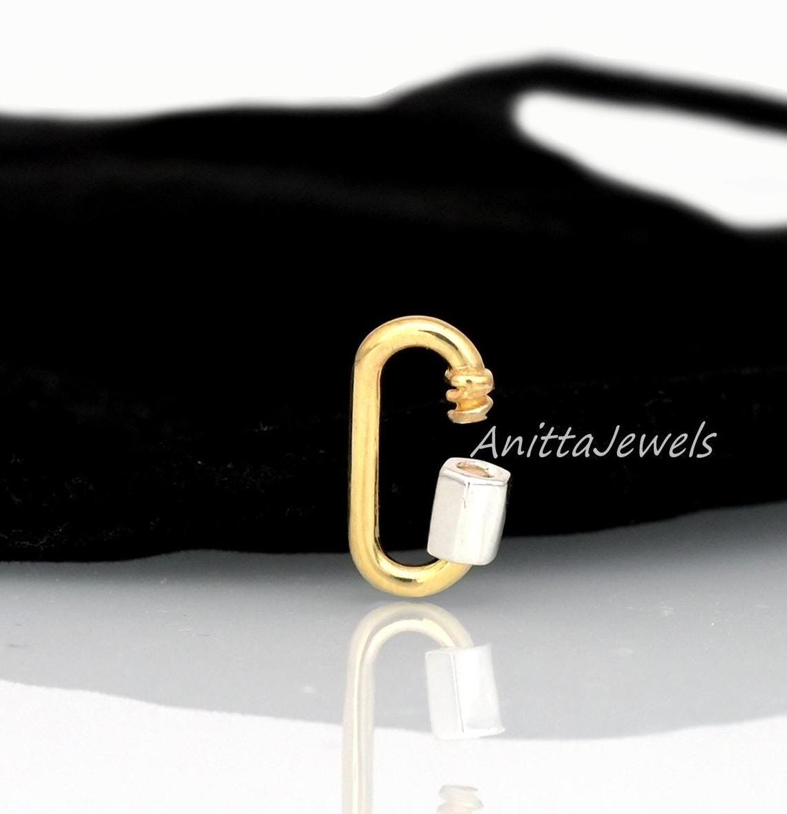 Two-Tone 925 Sterling Silver Carabiner Lock: Handmade Jewelry (20MM) - Anitta Jewels | SKU: etsy_767927109 Two-Tone 925 Sterling Silver Carabiner Lock: Handmade Jewelry (20MM) - Anitta Jewels | SKU: etsy_767927109