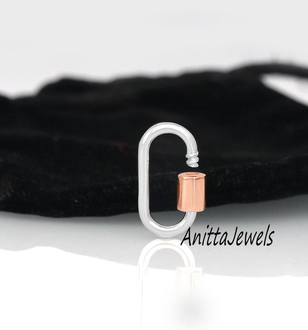 Two-Tone Carabiner Lock: 9k Gold Nut, 925 Silver Wire - View 2 - Anitta Jewels | SKU: etsy_1021012496 Two-Tone Carabiner Lock: 9k Gold Nut, 925 Silver Wire - View 2 - Anitta Jewels | SKU: etsy_1021012496
