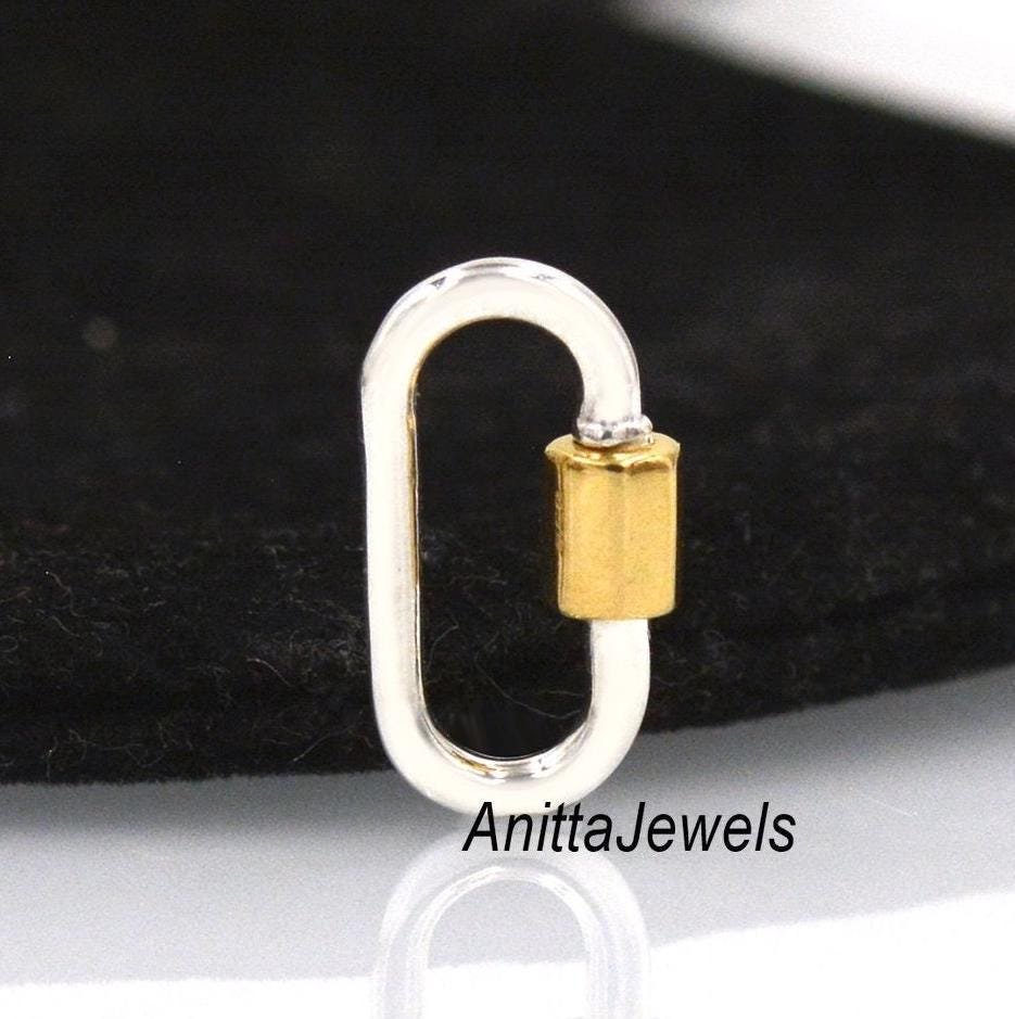 Two-Tone Carabiner Lock: 9k Gold Nut, 925 Silver Wire - View 3 - Anitta Jewels | SKU: etsy_1021012496 Two-Tone Carabiner Lock: 9k Gold Nut, 925 Silver Wire - View 3 - Anitta Jewels | SKU: etsy_1021012496