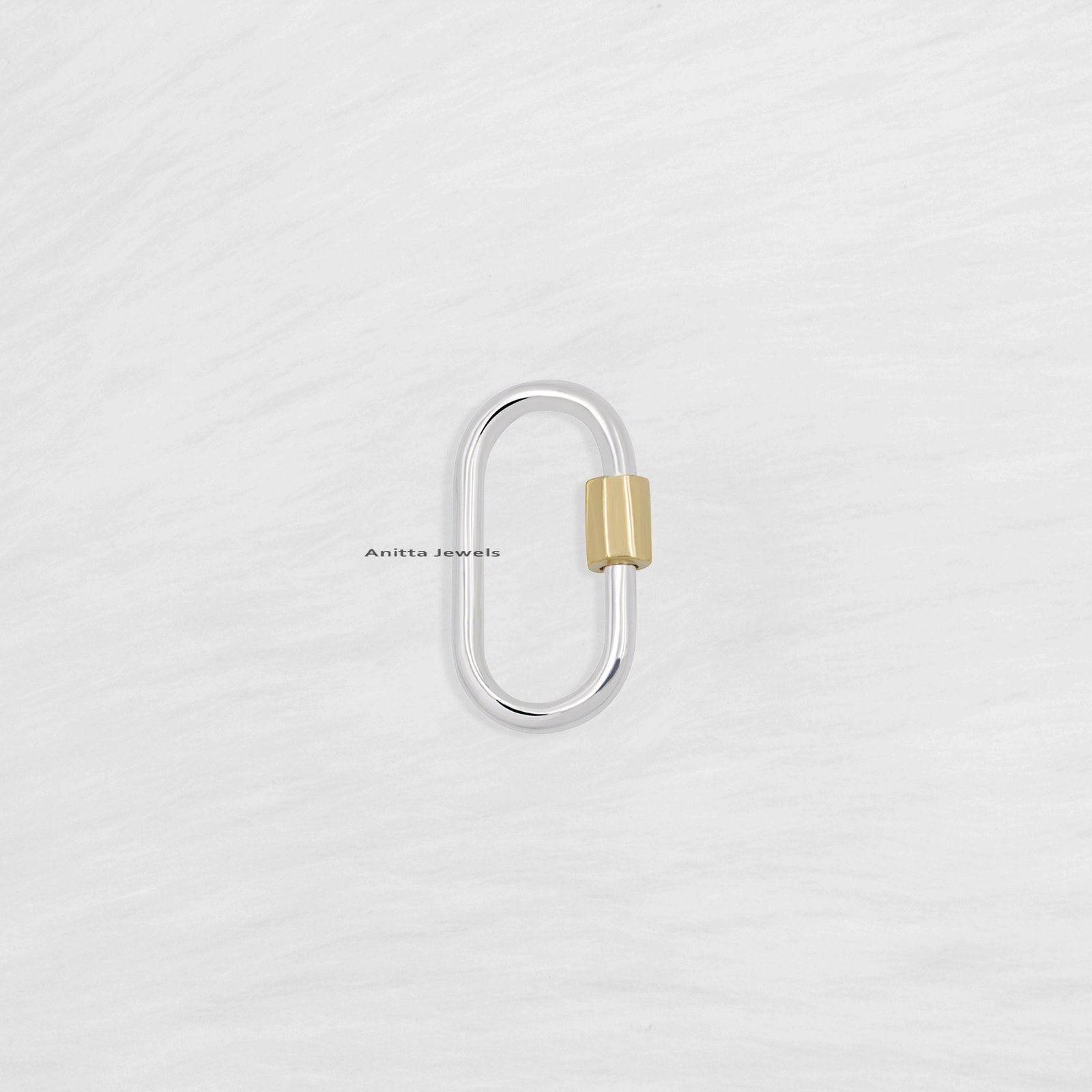 Two-Tone Carabiner Lock: 9k Gold Nut, 925 Silver Wire - View 7 - Anitta Jewels | SKU: etsy_1021012496 Two-Tone Carabiner Lock: 9k Gold Nut, 925 Silver Wire - View 7 - Anitta Jewels | SKU: etsy_1021012496
