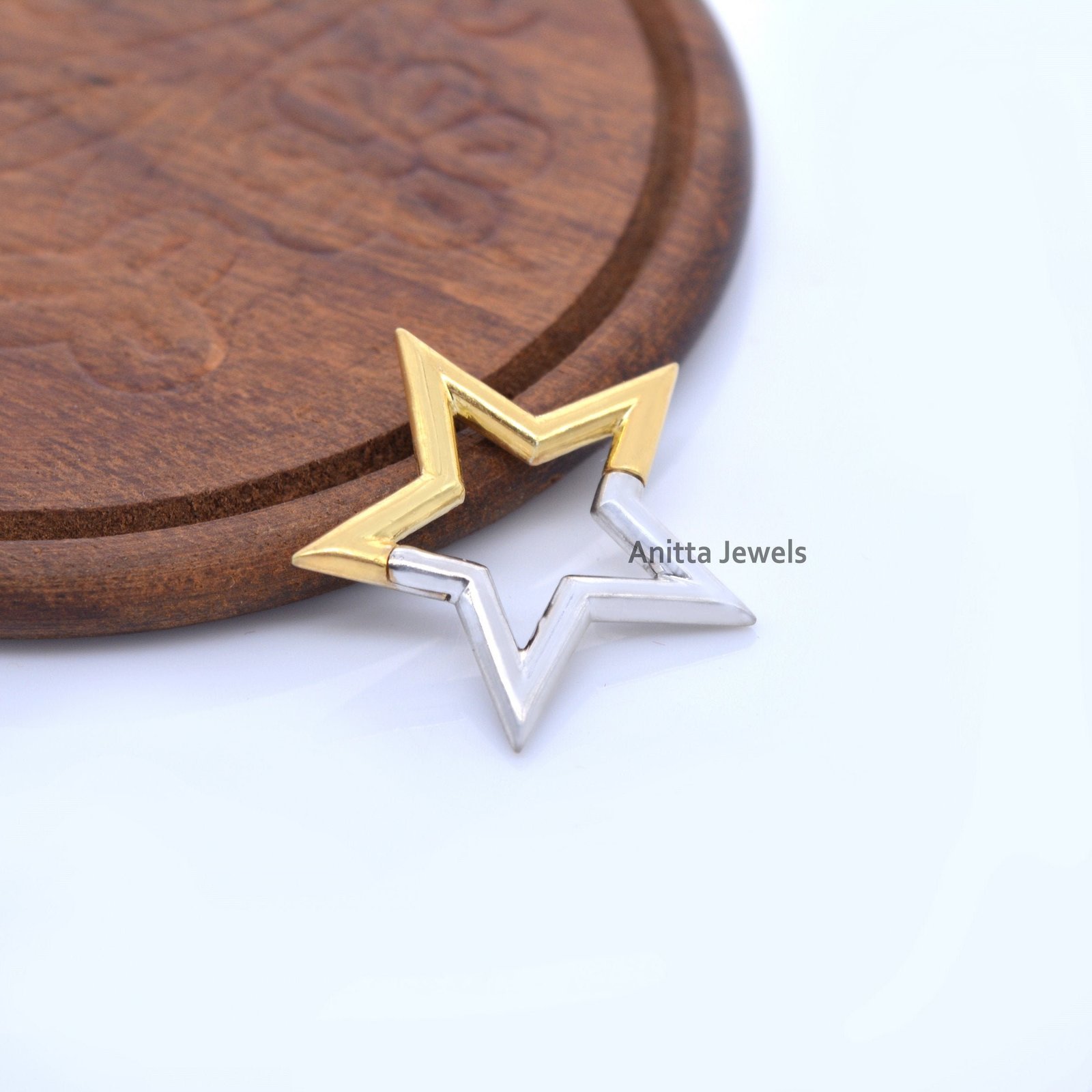 Two-Tone Star Charm Holder: Yellow Gold & Sterling Silver Enhancer Link - Anitta Jewels | SKU: etsy_931259413 Two-Tone Star Charm Holder: Yellow Gold & Sterling Silver Enhancer Link - Anitta Jewels | SKU: etsy_931259413