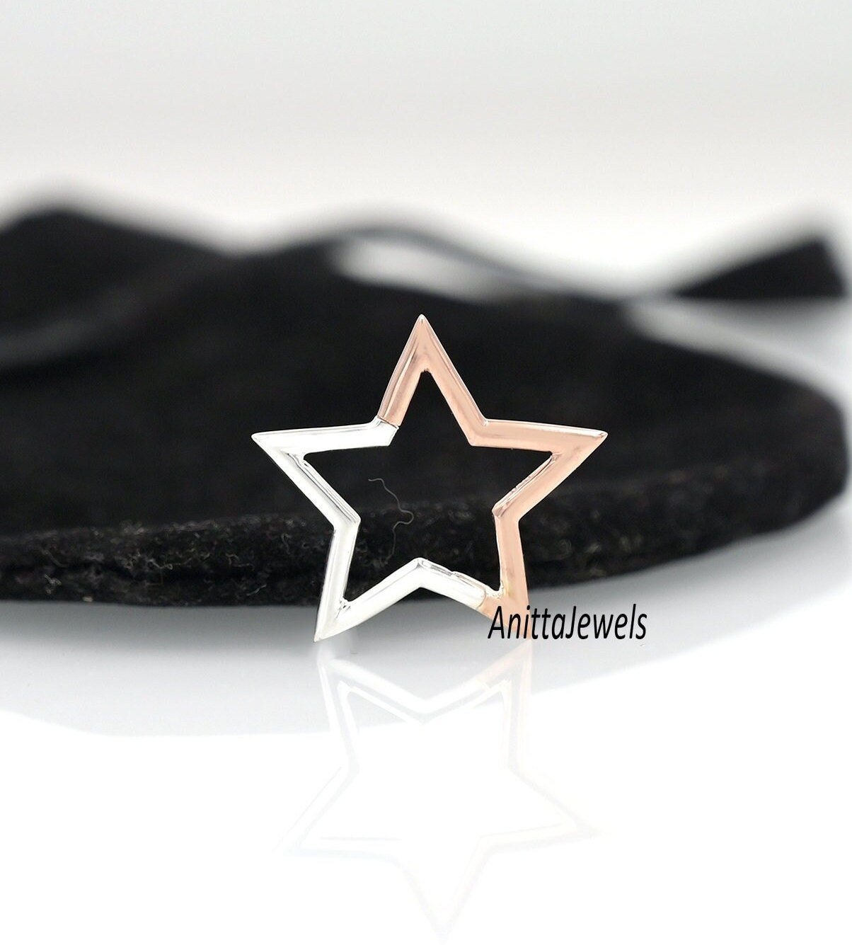 Two-Tone Star Charm Holder: Yellow Gold & Sterling Silver Enhancer Link - View 3 - Anitta Jewels | SKU: etsy_931259413 Two-Tone Star Charm Holder: Yellow Gold & Sterling Silver Enhancer Link - View 3 - Anitta Jewels | SKU: etsy_931259413