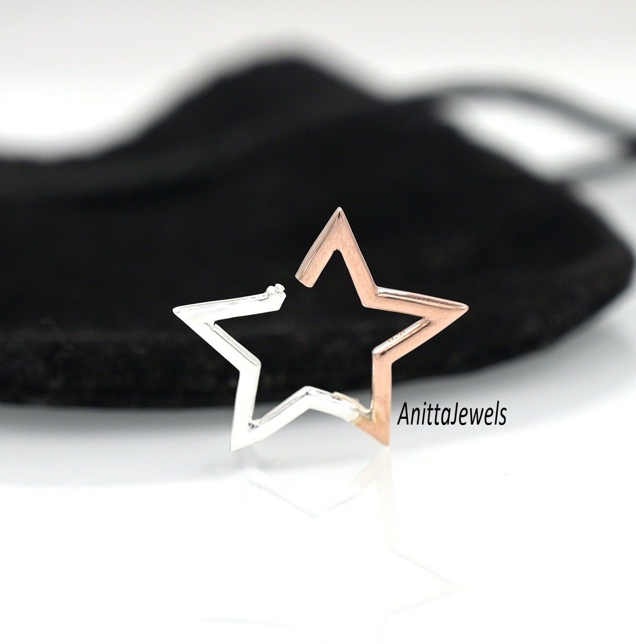 Two-Tone Star Charm Holder: Yellow Gold & Sterling Silver Enhancer Link - View 4 - Anitta Jewels | SKU: etsy_931259413 Two-Tone Star Charm Holder: Yellow Gold & Sterling Silver Enhancer Link - View 4 - Anitta Jewels | SKU: etsy_931259413