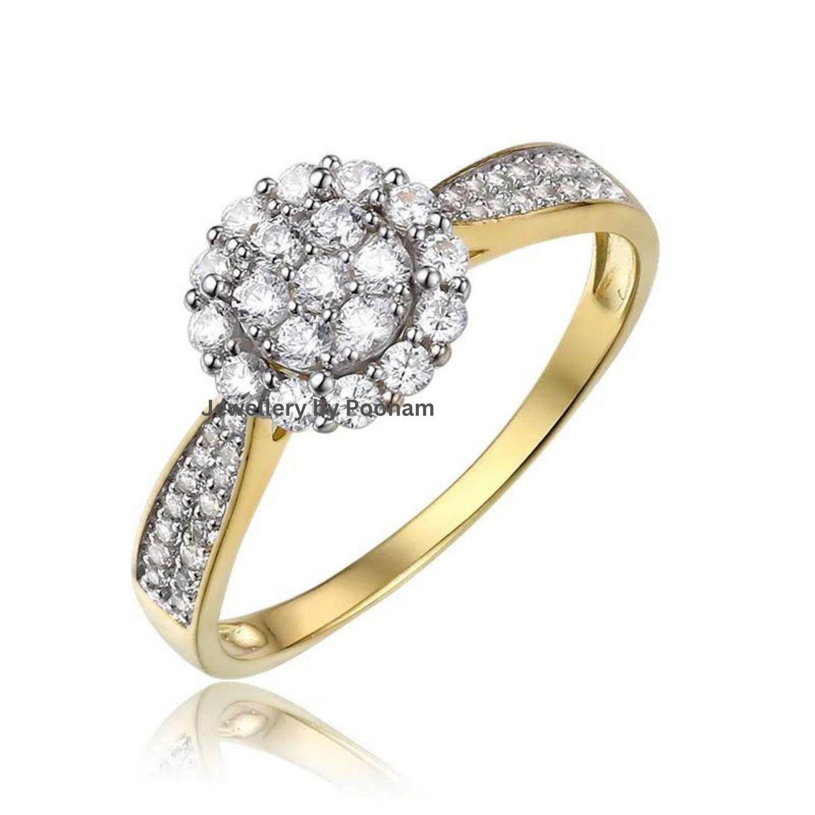 14K/9K White Gold Moissanite Diamond Engagement Ring for Women - Jewelry By Poonam | SKU: R-1028 14K/9K White Gold Moissanite Diamond Engagement Ring for Women - Jewelry By Poonam | SKU: R-1028