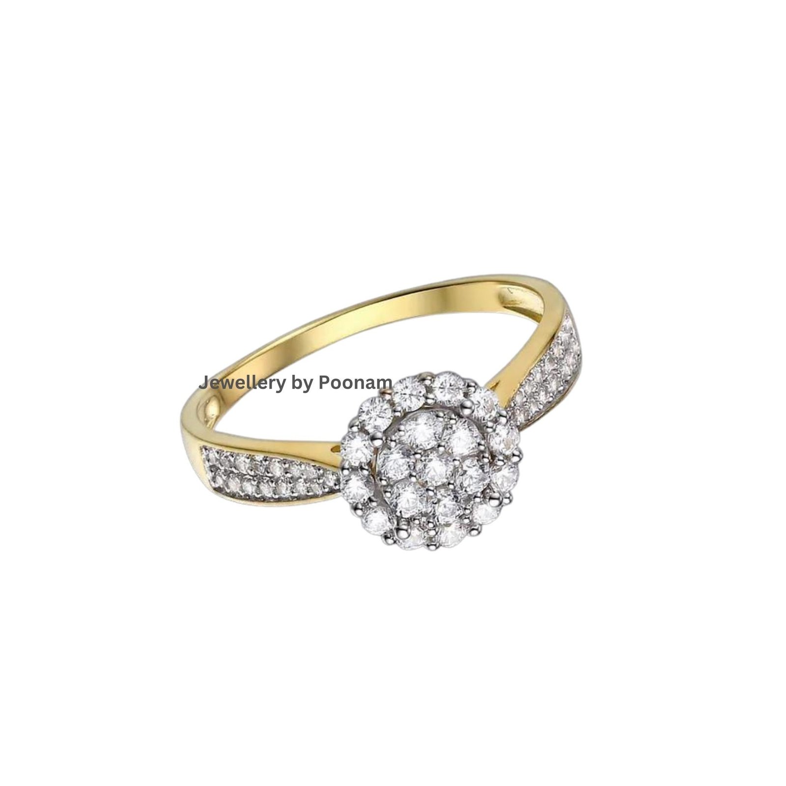 14K/9K White Gold Moissanite Diamond Engagement Ring for Women - View 2 - Jewelry By Poonam | SKU: R-1028 14K/9K White Gold Moissanite Diamond Engagement Ring for Women - View 2 - Jewelry By Poonam | SKU: R-1028