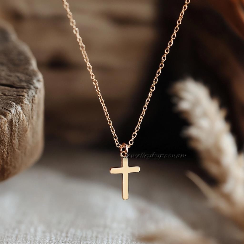 14k Gold Cross Pendant: Dainty Sterling Silver Charm - Jewelry By Poonam | SKU: PJP- 14k Gold Cross Pendant: Dainty Sterling Silver Charm - Jewelry By Poonam | SKU: PJP-