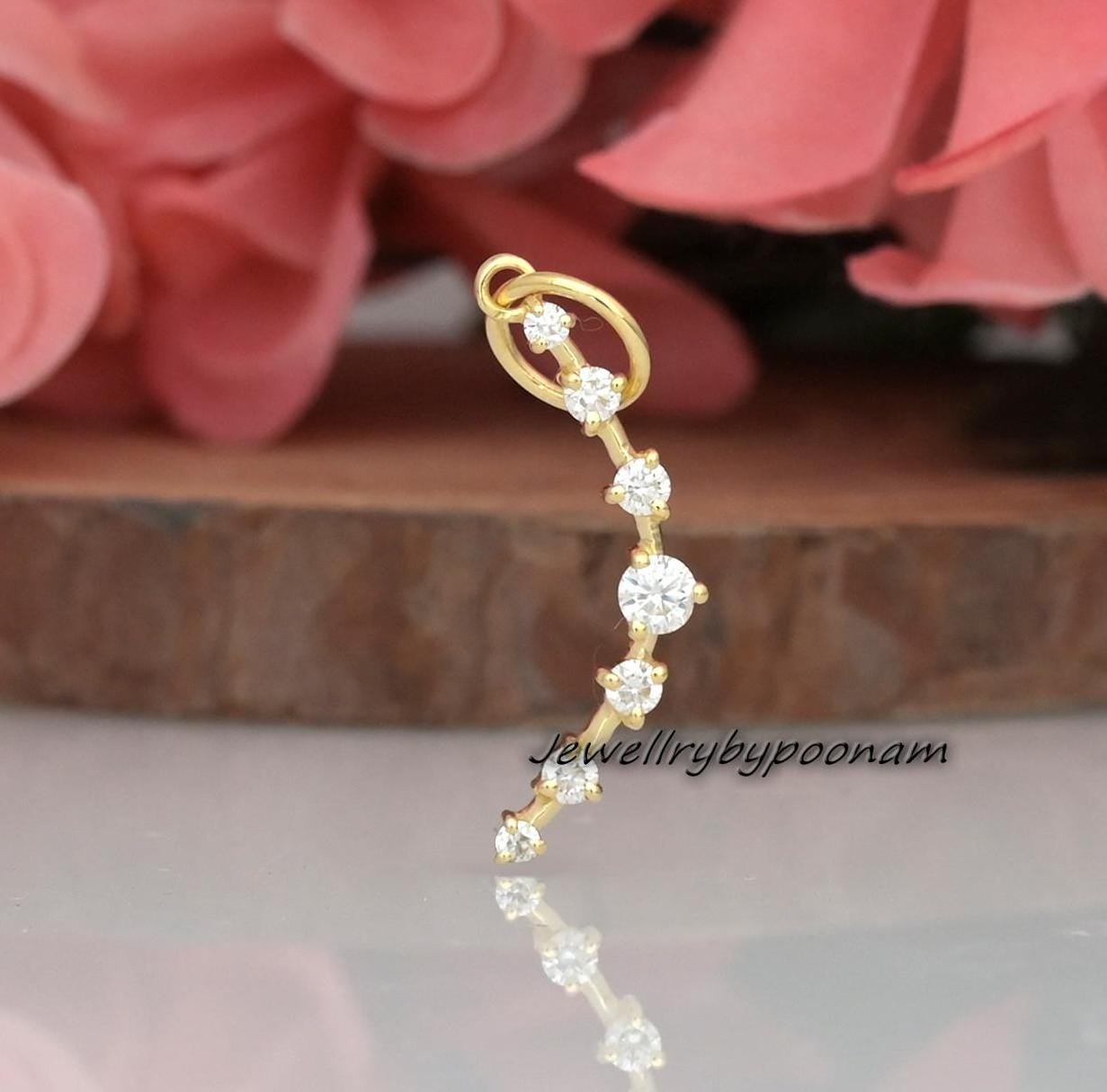 14K Gold Diamond Crescent Moon Pendant: Sterling Silver Charm - Jewelry By Poonam | SKU: PJP3617-SLYGMN-30M 2/26 14K Gold Diamond Crescent Moon Pendant: Sterling Silver Charm - Jewelry By Poonam | SKU: PJP3617-SLYGMN-30M 2/26
