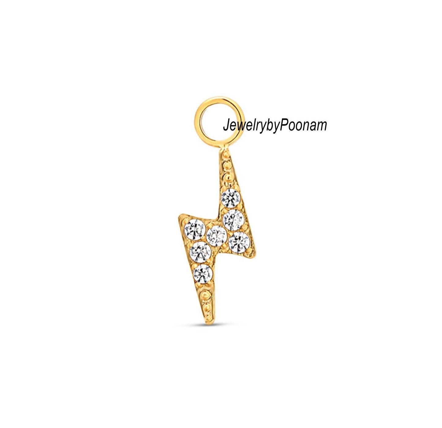 14k Gold Diamond Lightning Bolt Pendant: Sterling Silver Charm - Jewelry By Poonam | SKU: PJP- 14k Gold Diamond Lightning Bolt Pendant: Sterling Silver Charm - Jewelry By Poonam | SKU: PJP-