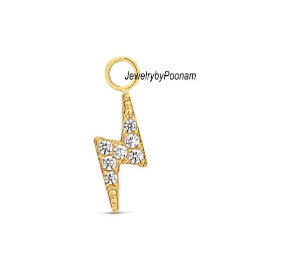 14k Gold Diamond Lightning Bolt Pendant: Sterling Silver Charm - View 2 - Jewelry By Poonam | SKU: PJP- 14k Gold Diamond Lightning Bolt Pendant: Sterling Silver Charm - View 2 - Jewelry By Poonam | SKU: PJP-
