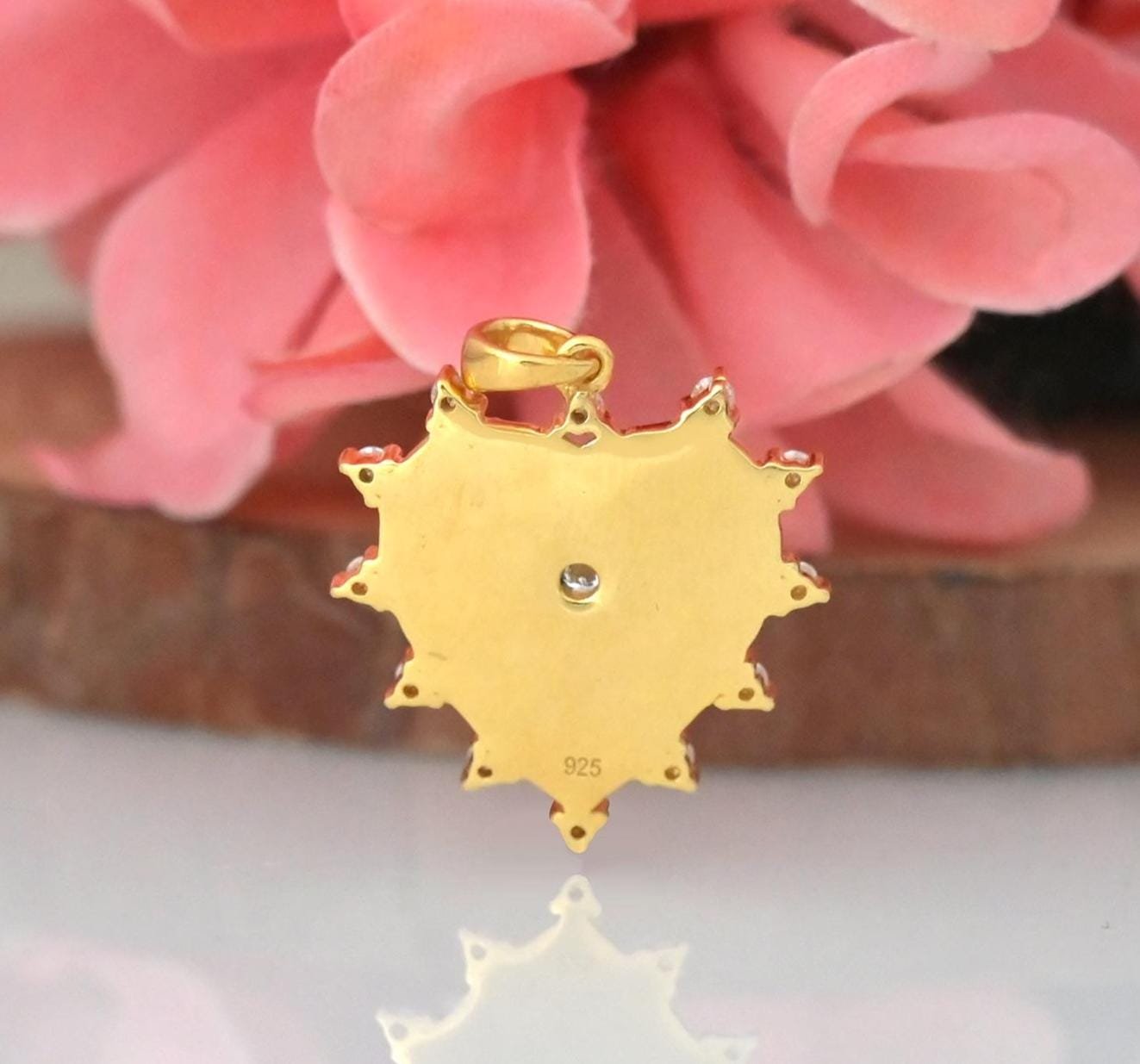 14k Gold Heart Moissanite Pendant: Diamond Charm Jewelry Gift - View 4 - Jewelry By Poonam | SKU: PJP4817-SLYGMN-30M 2/26 14k Gold Heart Moissanite Pendant: Diamond Charm Jewelry Gift - View 4 - Jewelry By Poonam | SKU: PJP4817-SLYGMN-30M 2/26