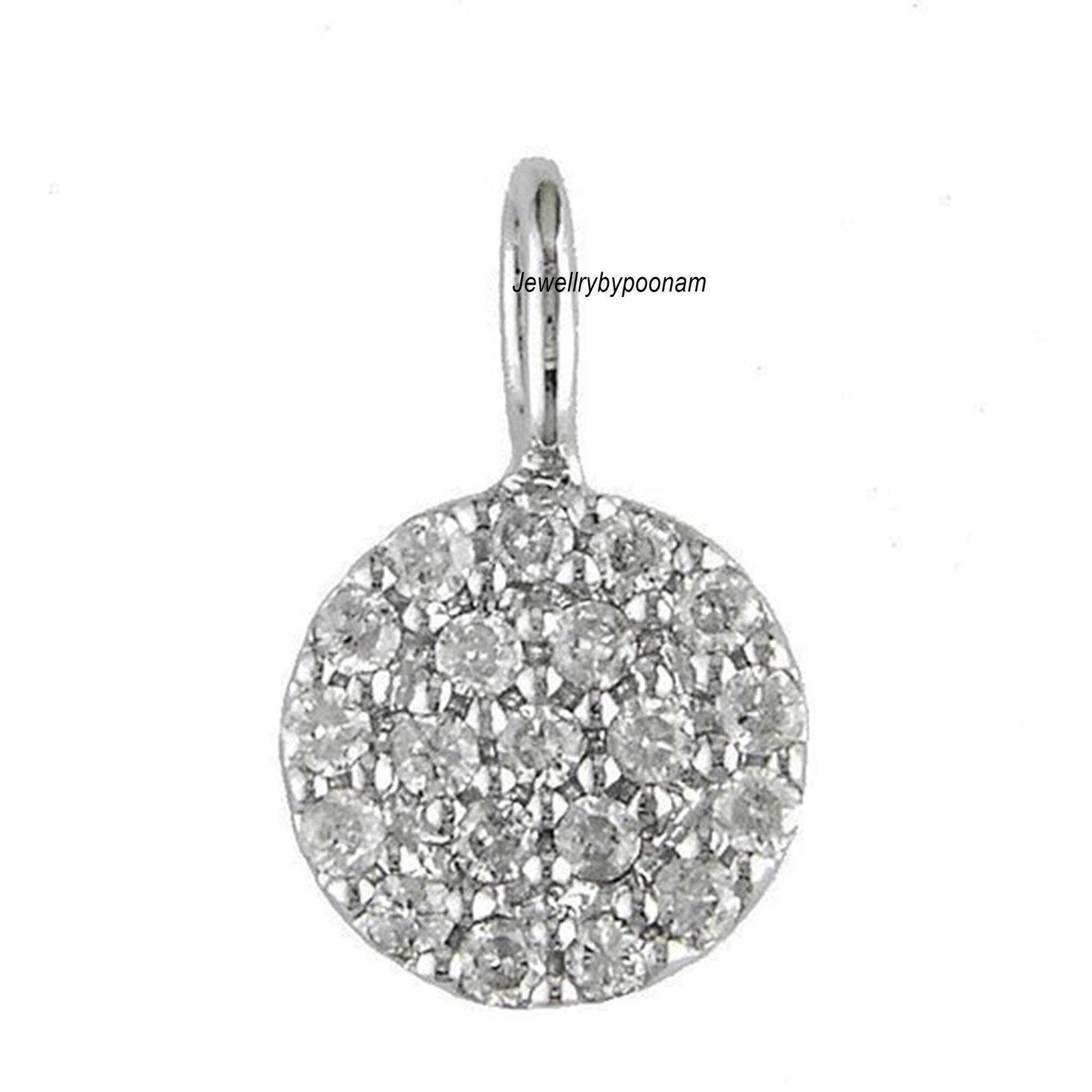 14k Gold Mini Diamond Circle Pendant: Sterling Silver Charm - View 2 - Jewelry By Poonam | SKU: PJP- 14k Gold Mini Diamond Circle Pendant: Sterling Silver Charm - View 2 - Jewelry By Poonam | SKU: PJP-