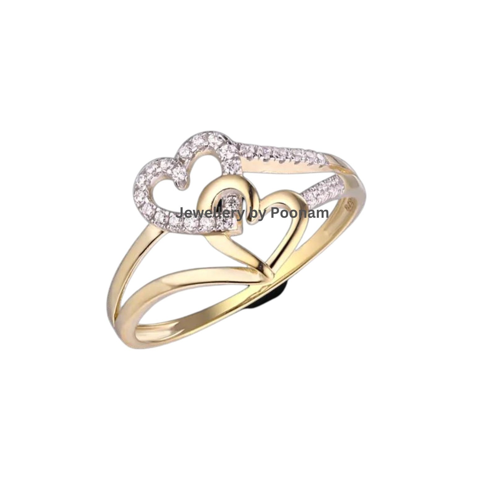 14K Gold Moissanite Heart Ring: Anniversary Wedding Jewelry - Jewelry By Poonam | SKU: R-1059 14K Gold Moissanite Heart Ring: Anniversary Wedding Jewelry - Jewelry By Poonam | SKU: R-1059