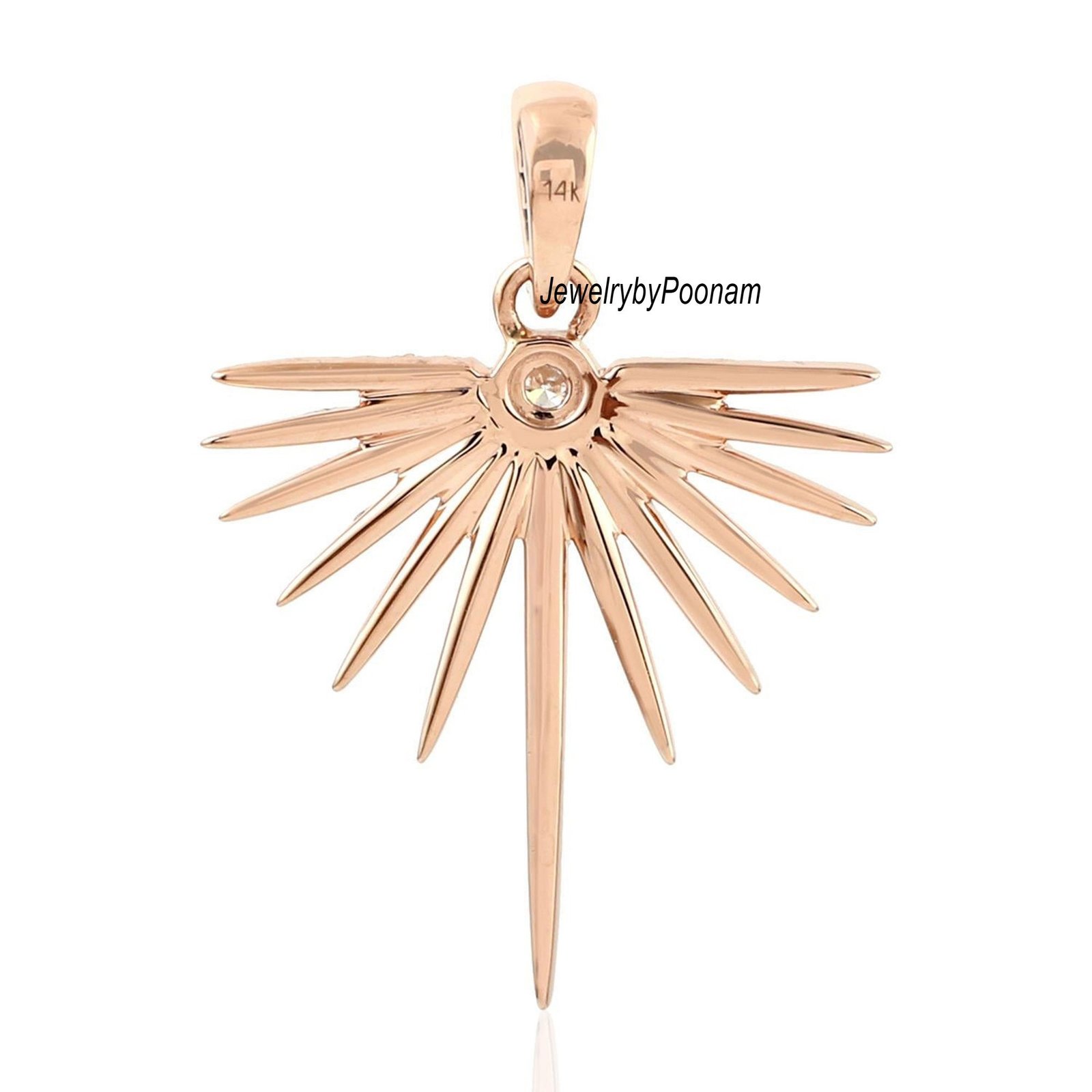 14k Gold Moissanite Starburst Pendant: Handmade Diamond Charm - View 2 - Jewelry By Poonam | SKU: PJP- 14k Gold Moissanite Starburst Pendant: Handmade Diamond Charm - View 2 - Jewelry By Poonam | SKU: PJP-