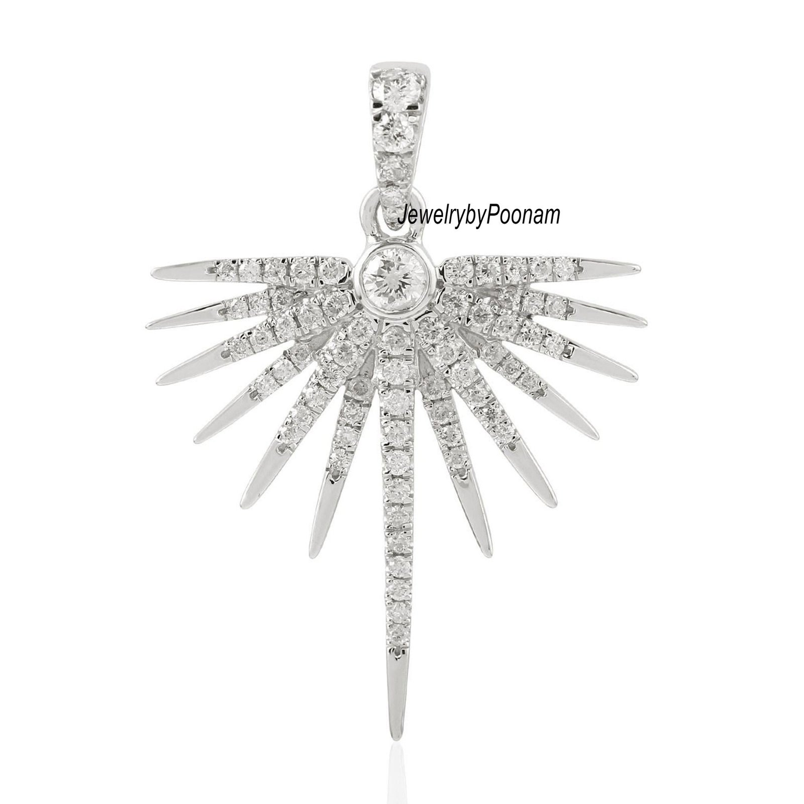 14k Gold Moissanite Starburst Pendant: Handmade Diamond Charm - View 4 - Jewelry By Poonam | SKU: PJP- 14k Gold Moissanite Starburst Pendant: Handmade Diamond Charm - View 4 - Jewelry By Poonam | SKU: PJP-