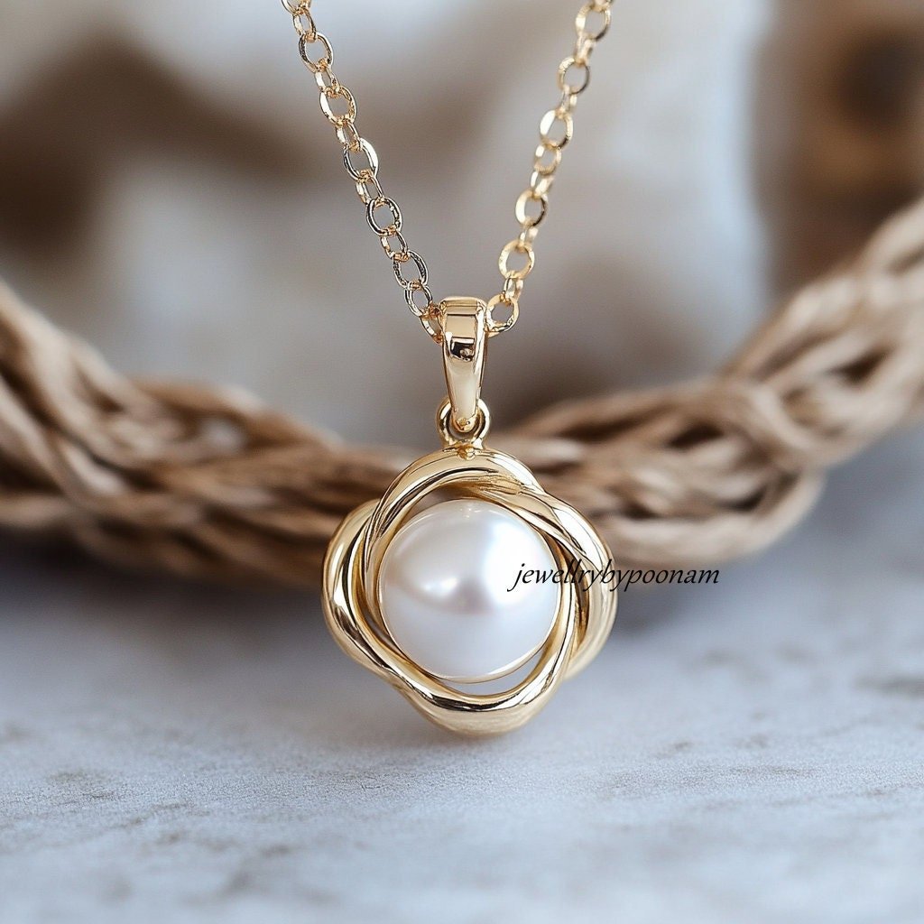 14k Gold Pearl Pendant: Sterling Silver, Round Freshwater Pearl - View 3 - Jewelry By Poonam | SKU: PJP4722-SLYGPL-15M 2/26 14k Gold Pearl Pendant: Sterling Silver, Round Freshwater Pearl - View 3 - Jewelry By Poonam | SKU: PJP4722-SLYGPL-15M 2/26