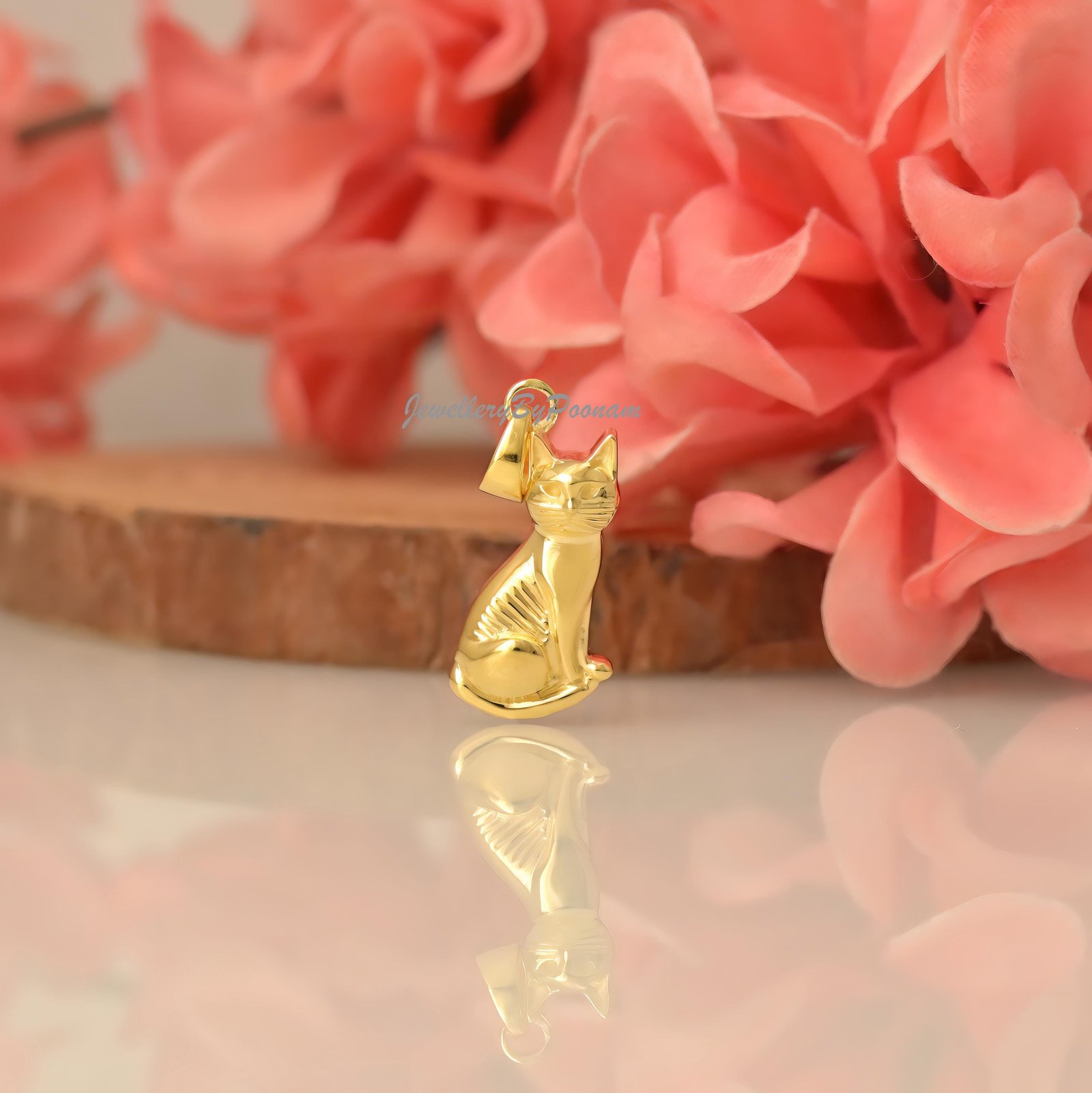 14k Gold Plated Cat Pendant: 925 Sterling Silver Dainty Kitten Charm - Jewelry By Poonam | SKU: PJP4669-SLYG-20M 2/26 14k Gold Plated Cat Pendant: 925 Sterling Silver Dainty Kitten Charm - Jewelry By Poonam | SKU: PJP4669-SLYG-20M 2/26