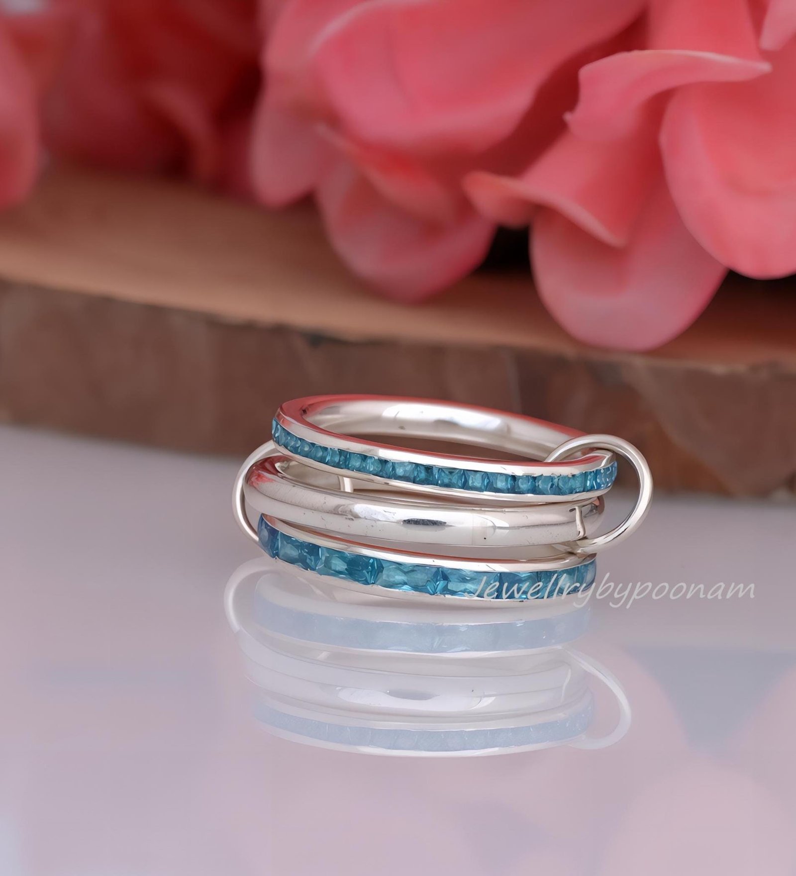 14k Gold-Plated Connector band Ring; Moissanite Baguette Multi-Link Band Ring - View 6 - Jewelry By Poonam | SKU: PJR877- 2/2 14k Gold-Plated Connector band Ring; Moissanite Baguette Multi-Link Band Ring - View 6 - Jewelry By Poonam | SKU: PJR877- 2/2
