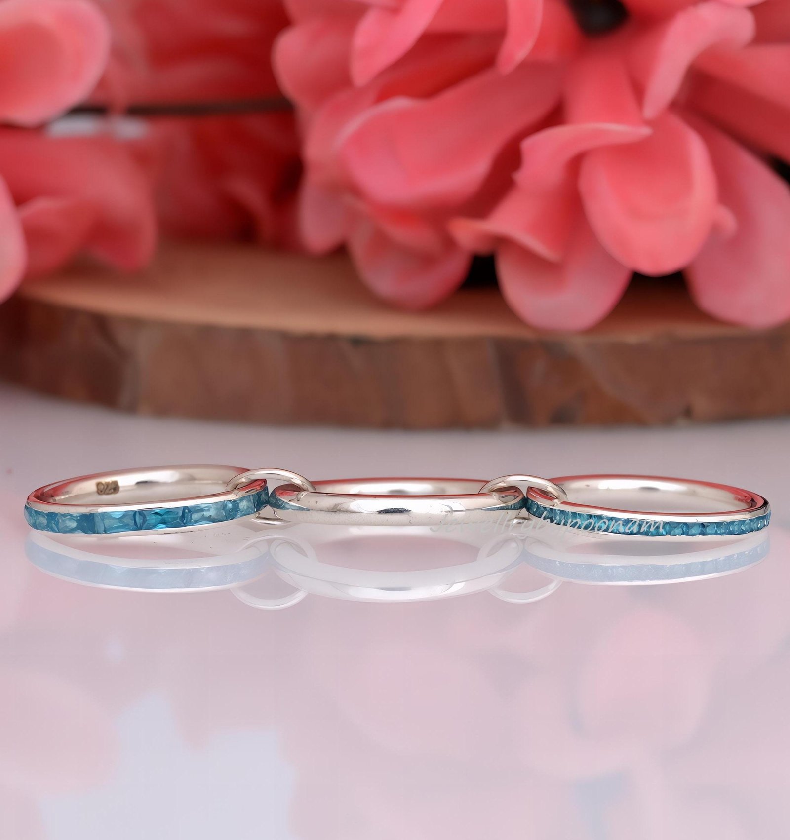 14k Gold-Plated Connector band Ring; Moissanite Baguette Multi-Link Band Ring - View 7 - Jewelry By Poonam | SKU: PJR877- 2/2 14k Gold-Plated Connector band Ring; Moissanite Baguette Multi-Link Band Ring - View 7 - Jewelry By Poonam | SKU: PJR877- 2/2