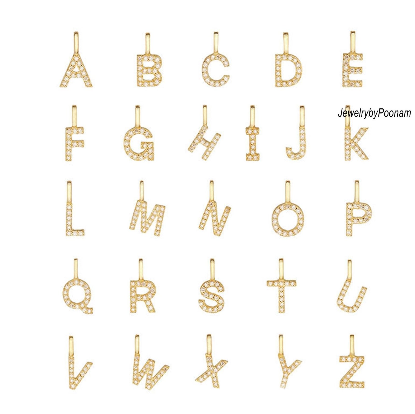 14k Gold Plated CZ Diamond Initial Pendant: Sterling Silver Charm - Jewelry By Poonam | SKU: PJP4169-SLNSCZDI-10M 2/26 14k Gold Plated CZ Diamond Initial Pendant: Sterling Silver Charm - Jewelry By Poonam | SKU: PJP4169-SLNSCZDI-10M 2/26