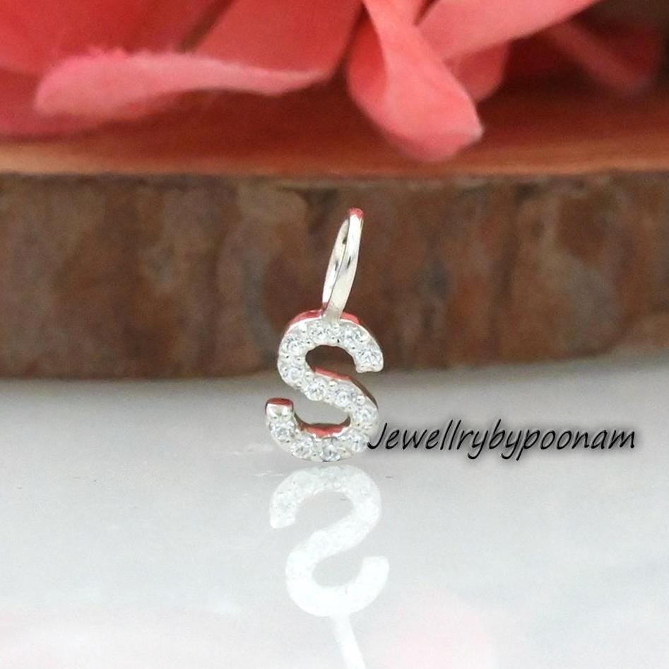 14k Gold Plated CZ Diamond Initial Pendant: Sterling Silver Charm - View 2 - Jewelry By Poonam | SKU: PJP4169-SLNSCZDI-10M 2/ 14k Gold Plated CZ Diamond Initial Pendant: Sterling Silver Charm - View 2 - Jewelry By Poonam | SKU: PJP4169-SLNSCZDI-10M 2/