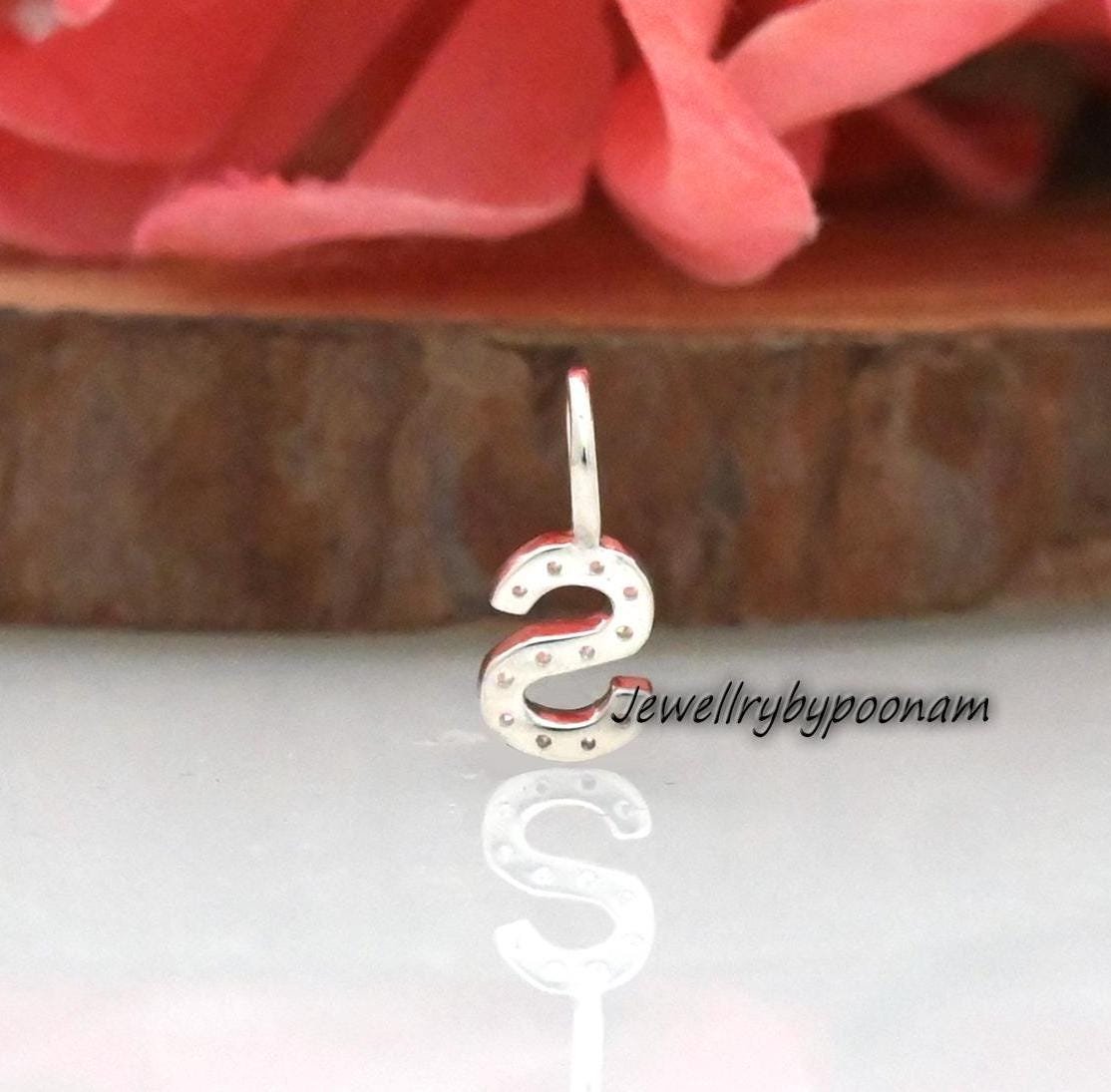 14k Gold Plated CZ Diamond Initial Pendant: Sterling Silver Charm - View 3 - Jewelry By Poonam | SKU: PJP4169-SLNSCZDI-10M 2/ 14k Gold Plated CZ Diamond Initial Pendant: Sterling Silver Charm - View 3 - Jewelry By Poonam | SKU: PJP4169-SLNSCZDI-10M 2/