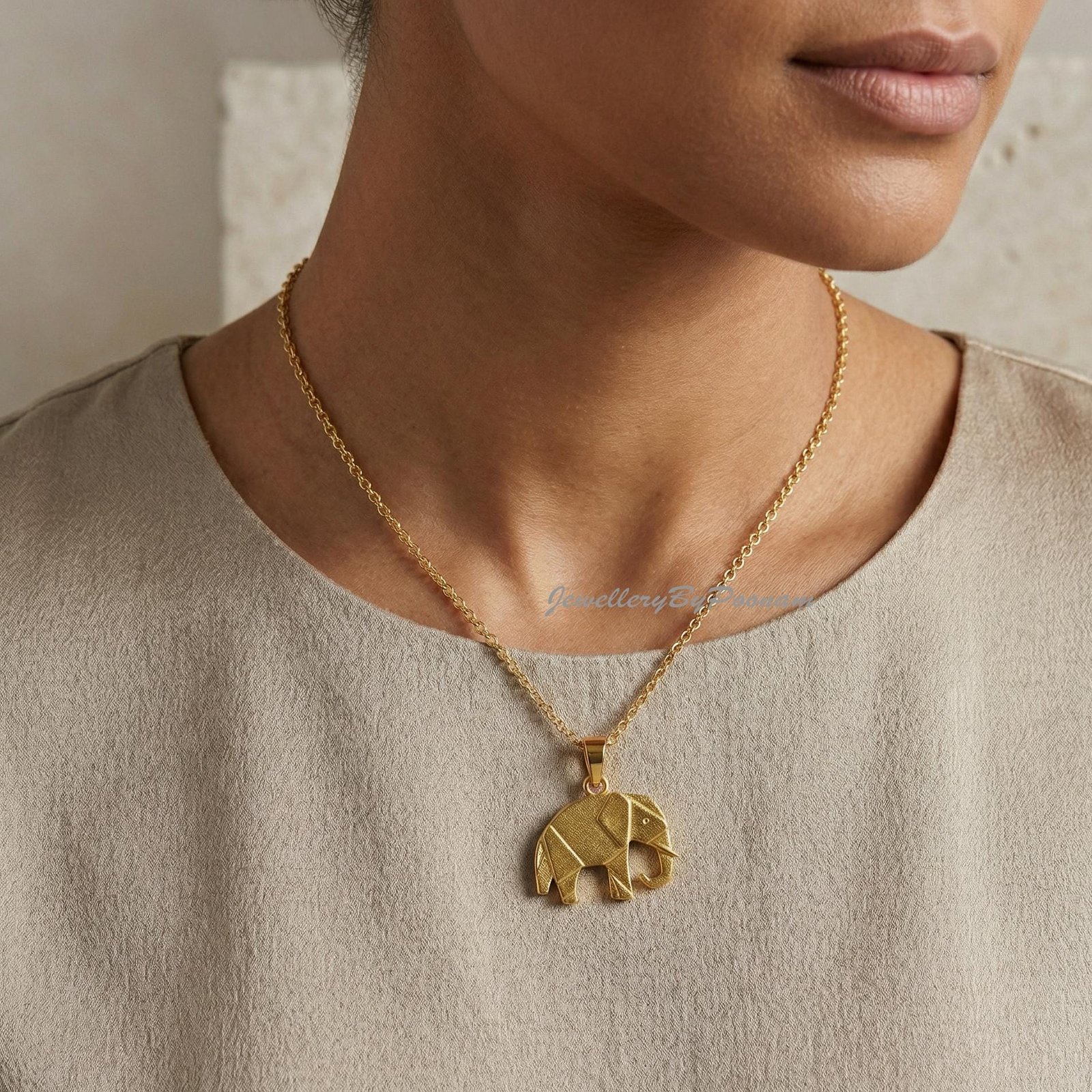 14k Gold-Plated Sterling Silver Elephant Pendant: Baby Animal Charm - Jewelry By Poonam | SKU: PJP- 14k Gold-Plated Sterling Silver Elephant Pendant: Baby Animal Charm - Jewelry By Poonam | SKU: PJP-