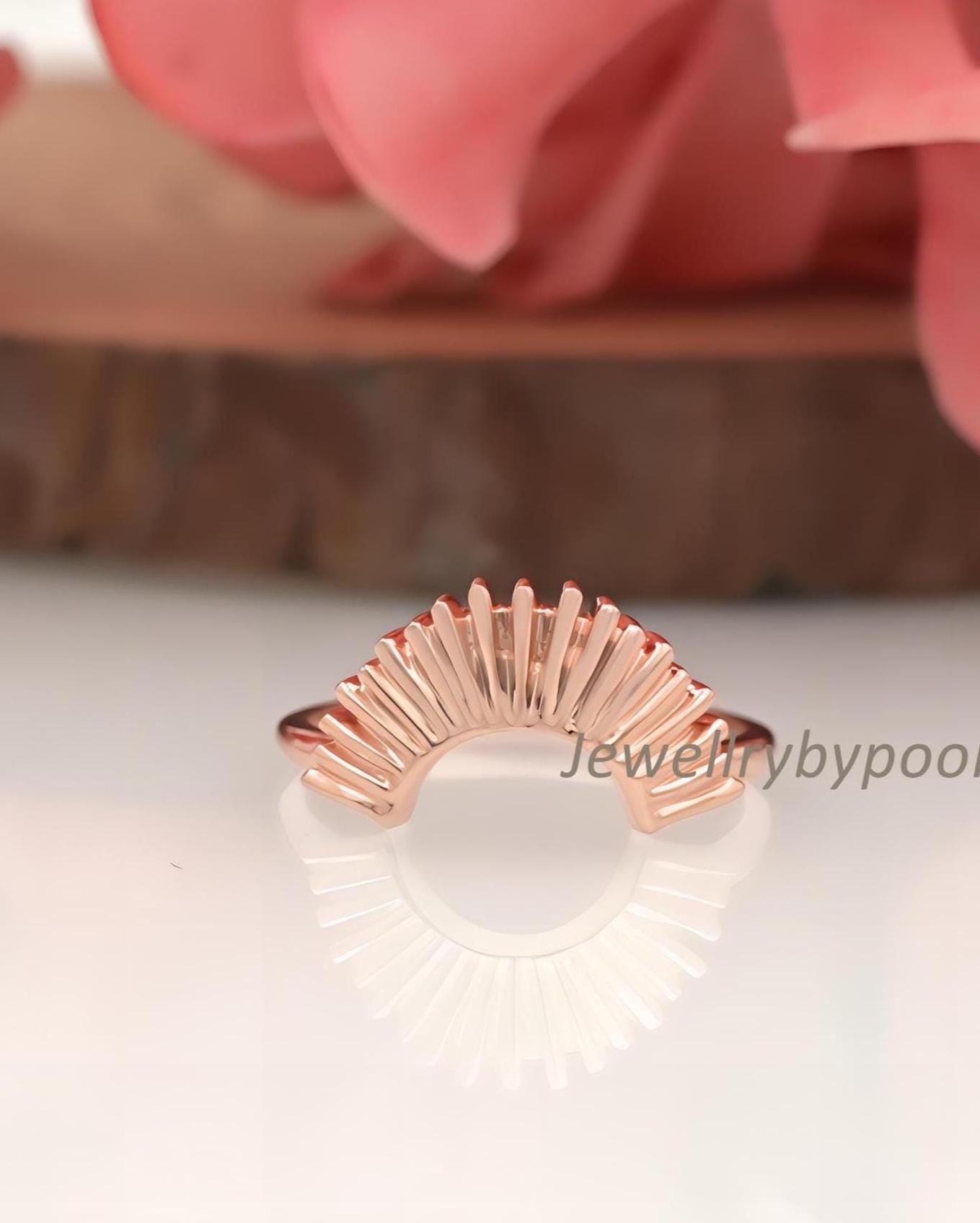 14k Gold Plated Sun Ring: Sterling Silver Sunrise Stacking Ring - Jewelry By Poonam | SKU: PJR2822-SLRG-US-7 2/2026 14k Gold Plated Sun Ring: Sterling Silver Sunrise Stacking Ring - Jewelry By Poonam | SKU: PJR2822-SLRG-US-7 2/2026