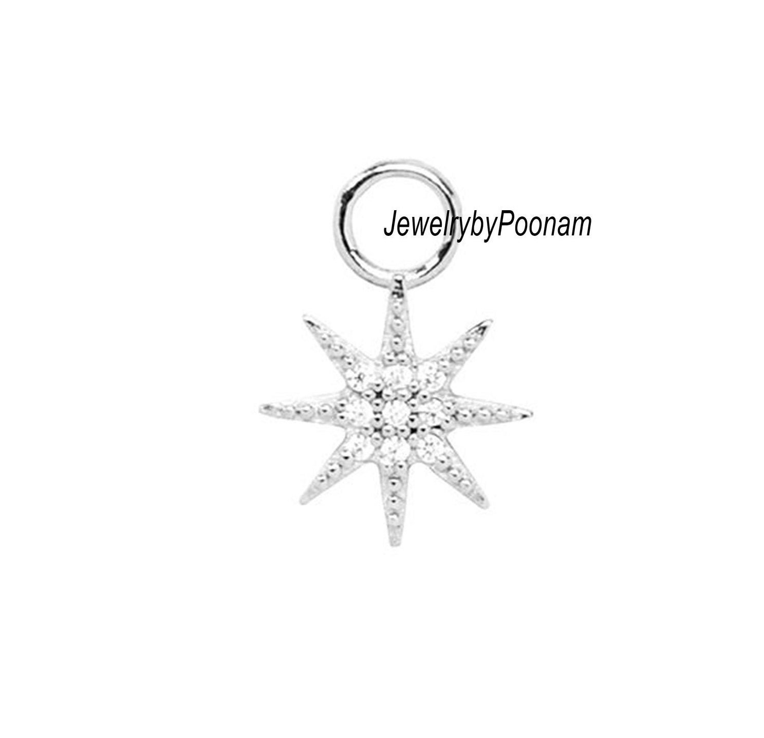 14K Gold Starburst Pendant: Moissanite Diamond Charm - View 2 - Jewelry By Poonam | SKU: PJP- 14K Gold Starburst Pendant: Moissanite Diamond Charm - View 2 - Jewelry By Poonam | SKU: PJP-