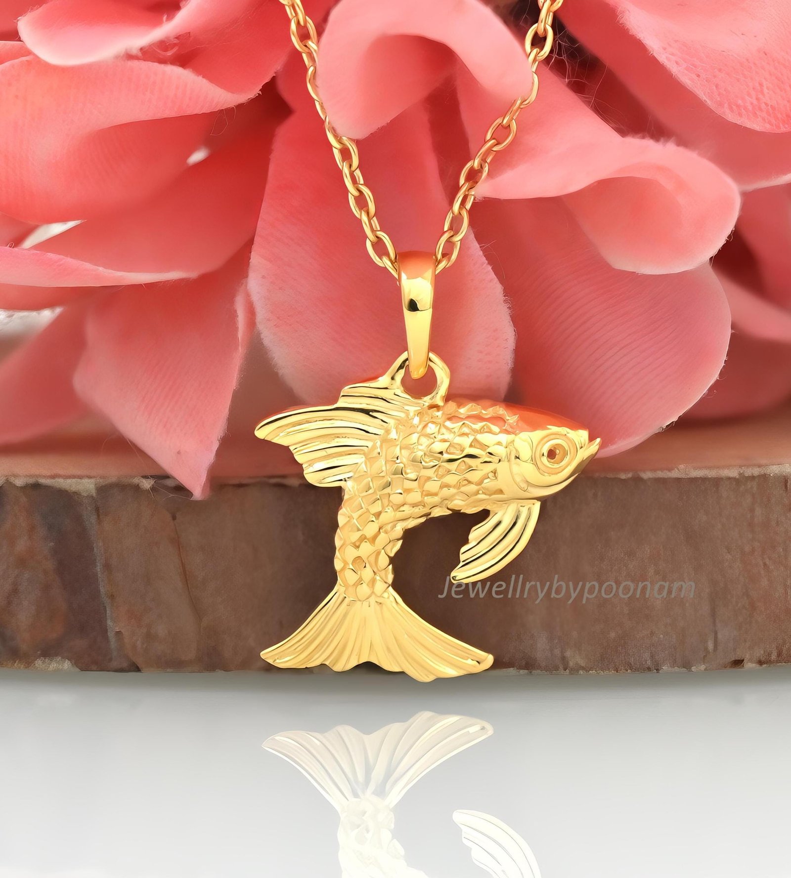 14K Solid Gold Fish Pendant; Sealife Animal Fish Pendant - Jewelry By Poonam | SKU: PJP4693-SLYG-20M 2/26 14K Solid Gold Fish Pendant; Sealife Animal Fish Pendant - Jewelry By Poonam | SKU: PJP4693-SLYG-20M 2/26