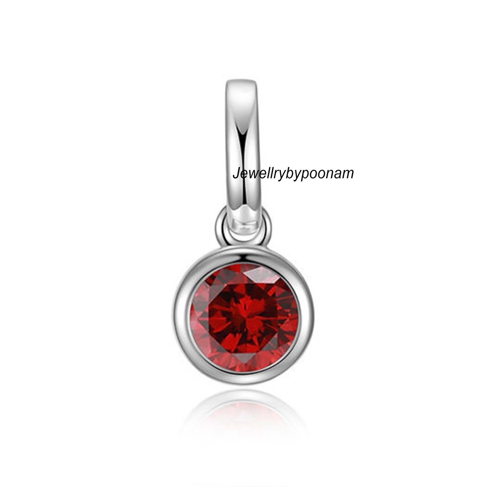 14k Solid Gold Mini Bezel Pendant: Round Moissanite Charm (12 MM) - Jewelry By Poonam | SKU: PJP- 14k Solid Gold Mini Bezel Pendant: Round Moissanite Charm (12 MM) - Jewelry By Poonam | SKU: PJP-