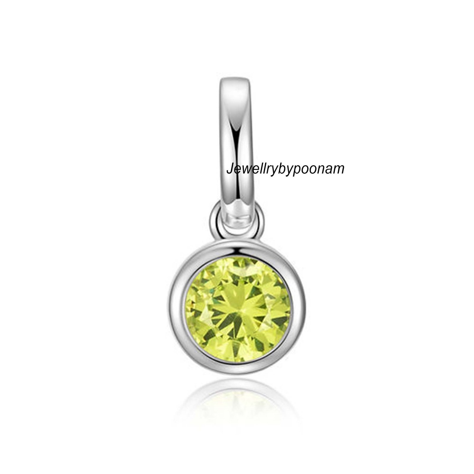 14k Solid Gold Mini Bezel Pendant: Round Moissanite Charm (12 MM) - View 4 - Jewelry By Poonam | SKU: PJP- 14k Solid Gold Mini Bezel Pendant: Round Moissanite Charm (12 MM) - View 4 - Jewelry By Poonam | SKU: PJP-
