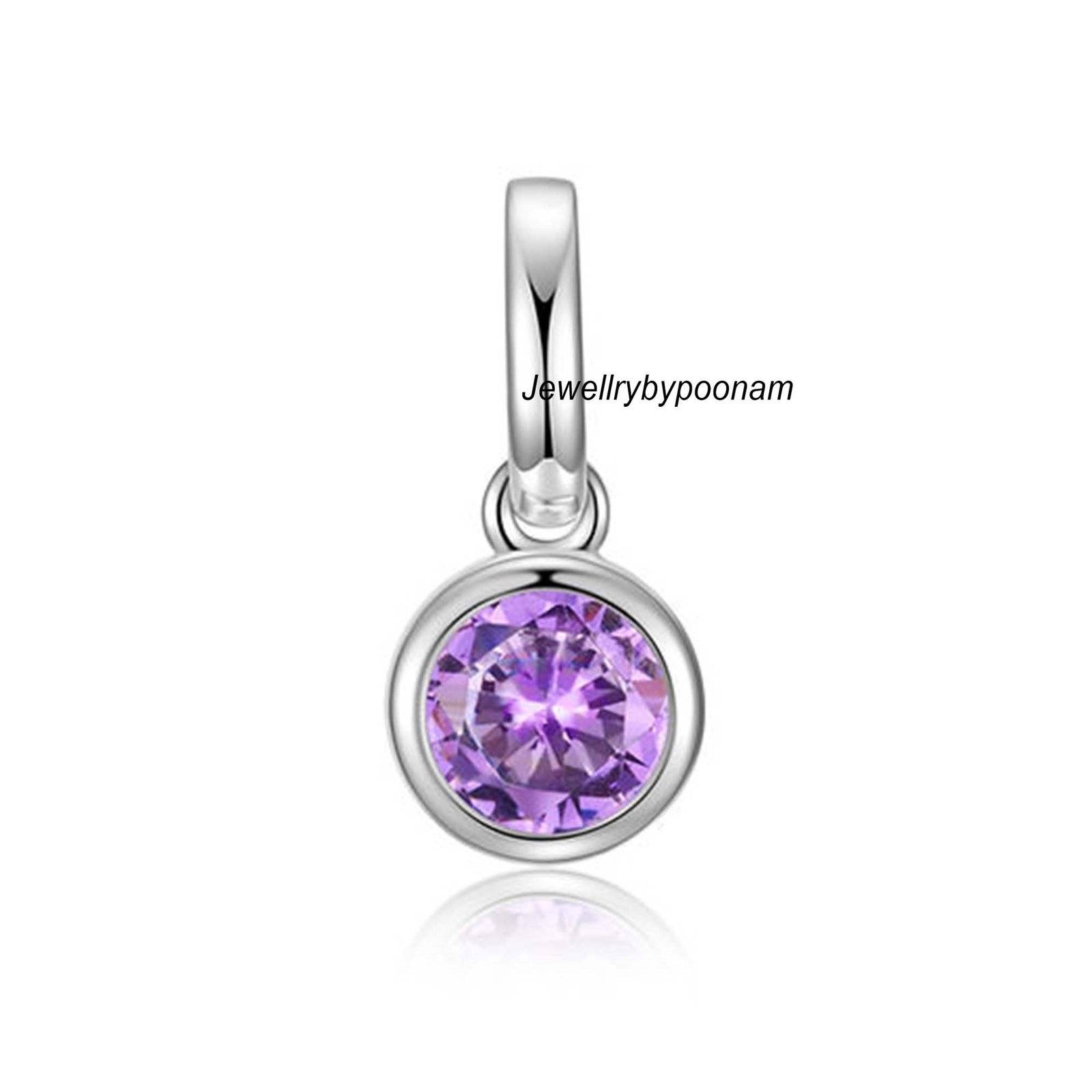 14k Solid Gold Mini Bezel Pendant: Round Moissanite Charm (12 MM) - View 7 - Jewelry By Poonam | SKU: PJP- 14k Solid Gold Mini Bezel Pendant: Round Moissanite Charm (12 MM) - View 7 - Jewelry By Poonam | SKU: PJP-