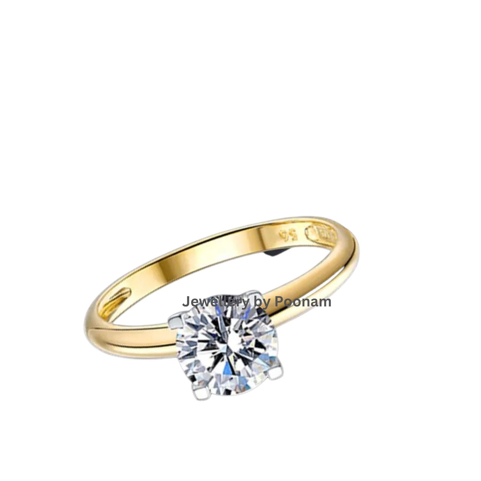 14k Solid Gold Moissanite Diamond Ring | Custom Engagement Wedding Band - Jewelry By Poonam | SKU: R-1069 14k Solid Gold Moissanite Diamond Ring | Custom Engagement Wedding Band - Jewelry By Poonam | SKU: R-1069