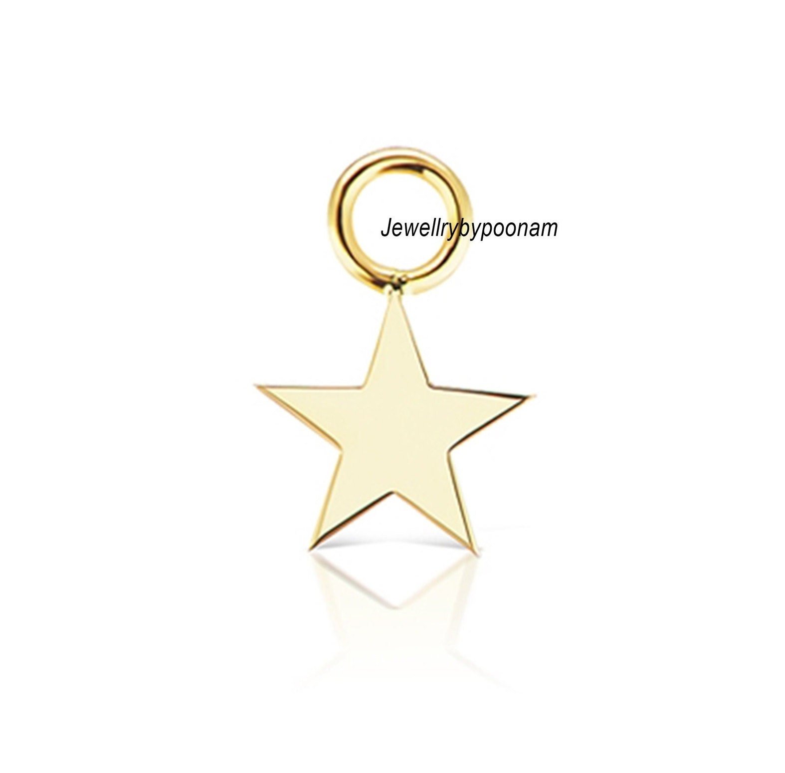 14k Solid Gold Star Charm Pendant - Sterling Silver Option - Jewelry By Poonam | SKU: PJP- 14k Solid Gold Star Charm Pendant - Sterling Silver Option - Jewelry By Poonam | SKU: PJP-