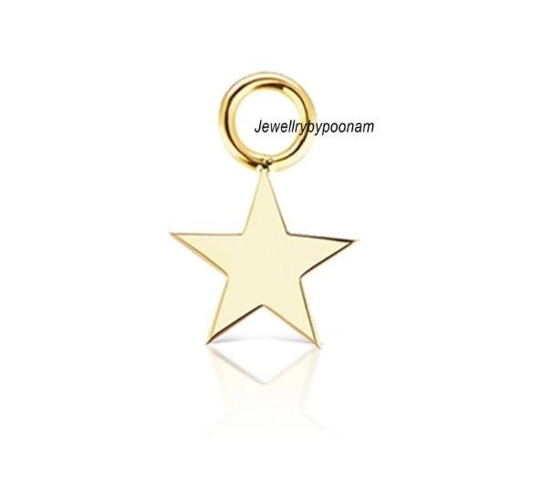 14k Solid Gold Star Charm Pendant - Sterling Silver Option - View 2 - Jewelry By Poonam | SKU: PJP- 14k Solid Gold Star Charm Pendant - Sterling Silver Option - View 2 - Jewelry By Poonam | SKU: PJP-