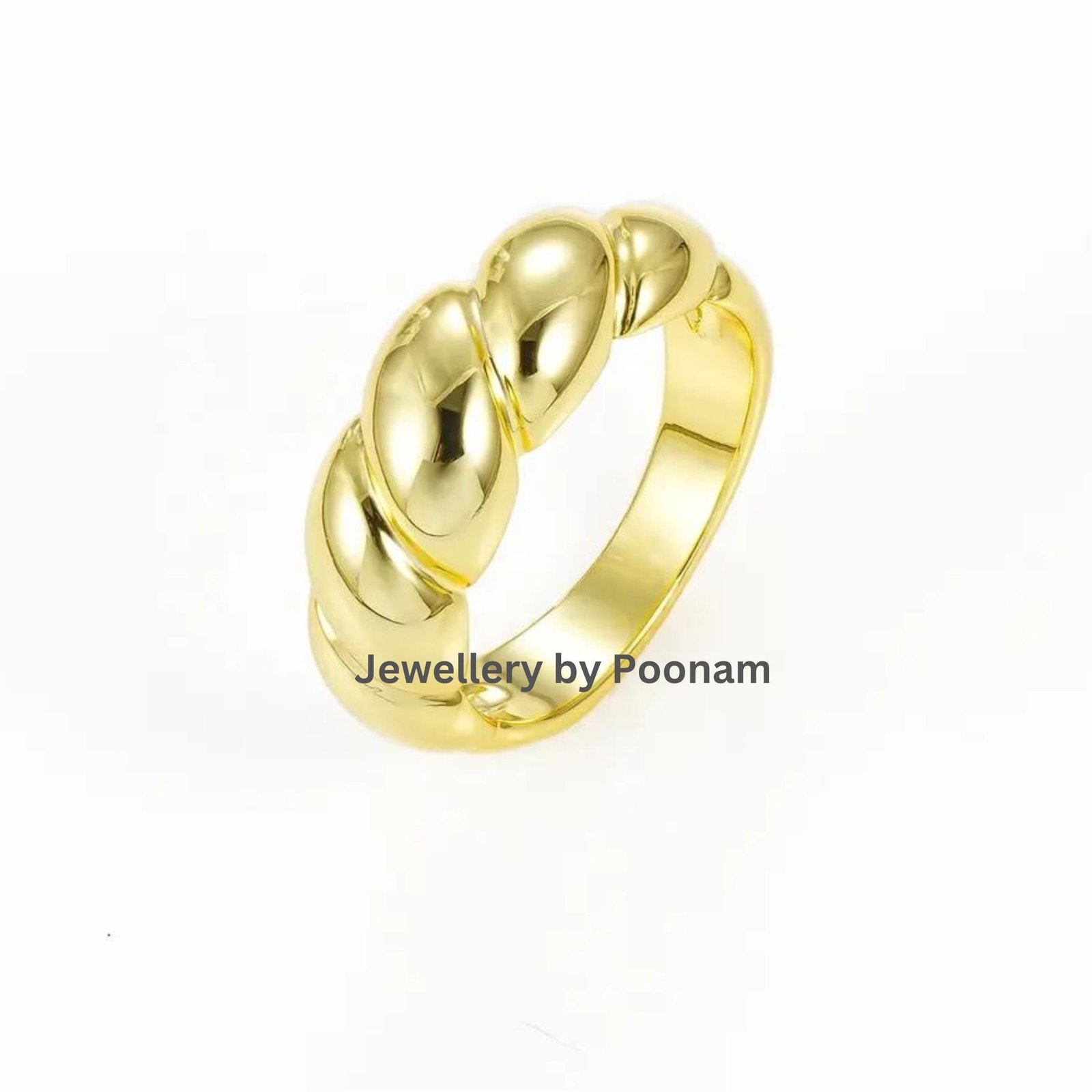 18K Gold Plated Twist O-Ring: Minimalist Style Statement Ring - Jewelry By Poonam | SKU: R-1082 18K Gold Plated Twist O-Ring: Minimalist Style Statement Ring - Jewelry By Poonam | SKU: R-1082
