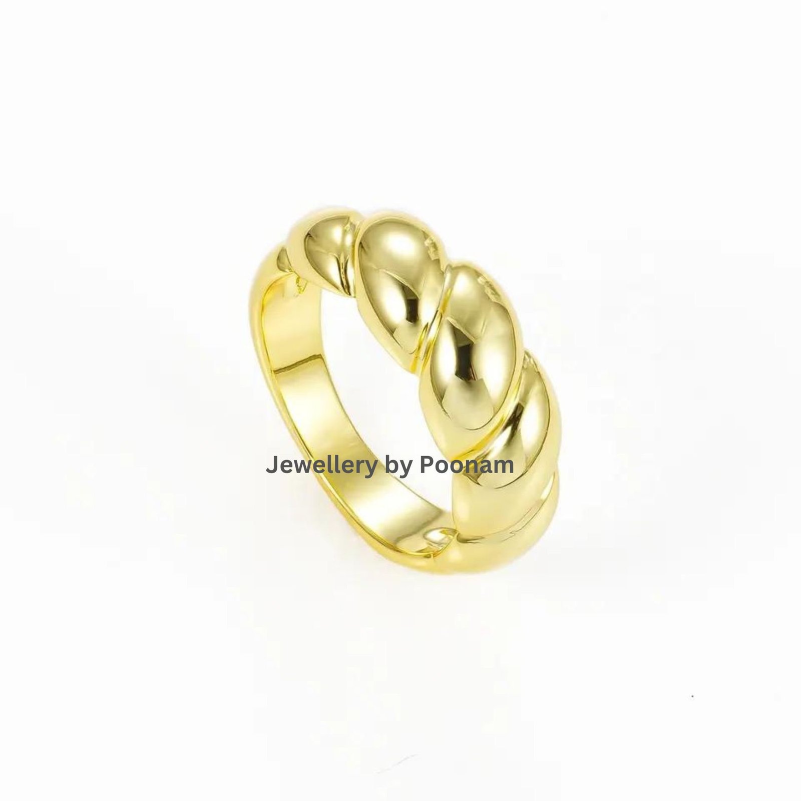 18K Gold Plated Twist O-Ring: Minimalist Style Statement Ring - View 2 - Jewelry By Poonam | SKU: R-1082 18K Gold Plated Twist O-Ring: Minimalist Style Statement Ring - View 2 - Jewelry By Poonam | SKU: R-1082
